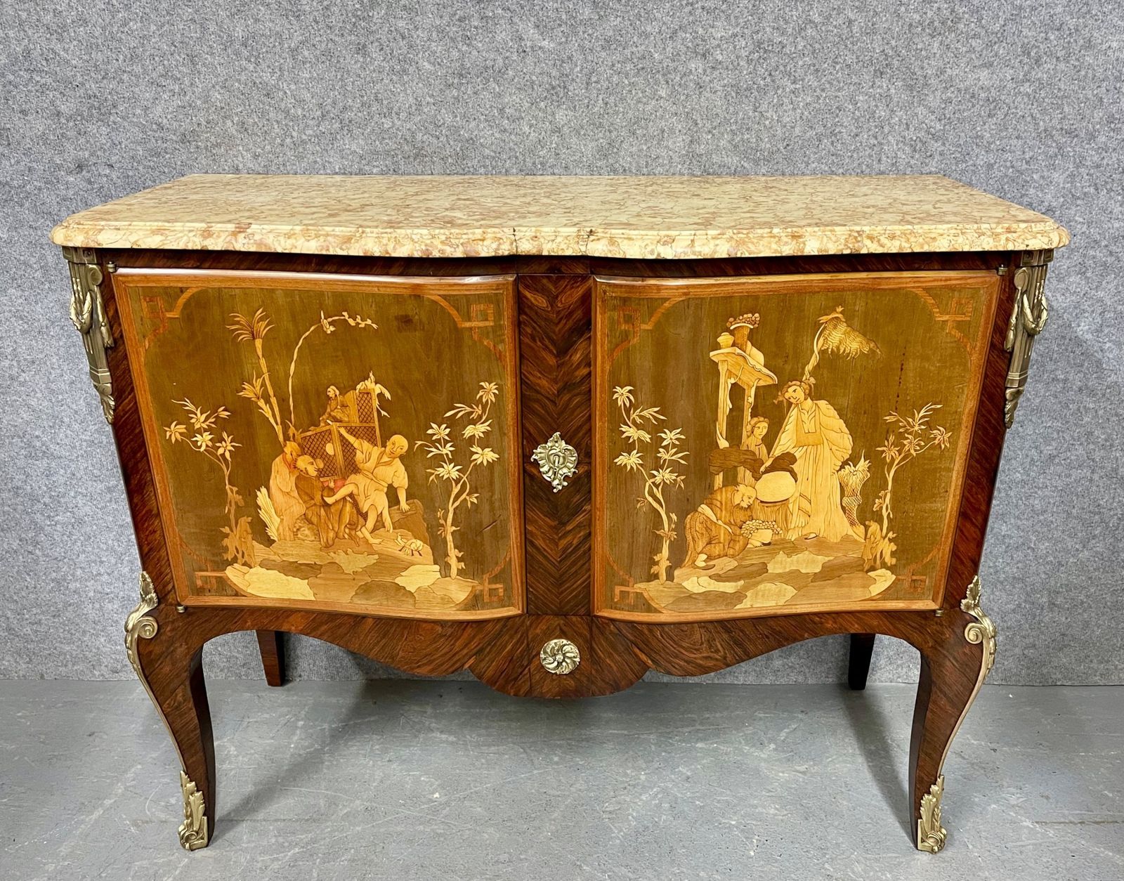 Fine French Mercier Frères Chinoiserie Commode Side Cabinet
