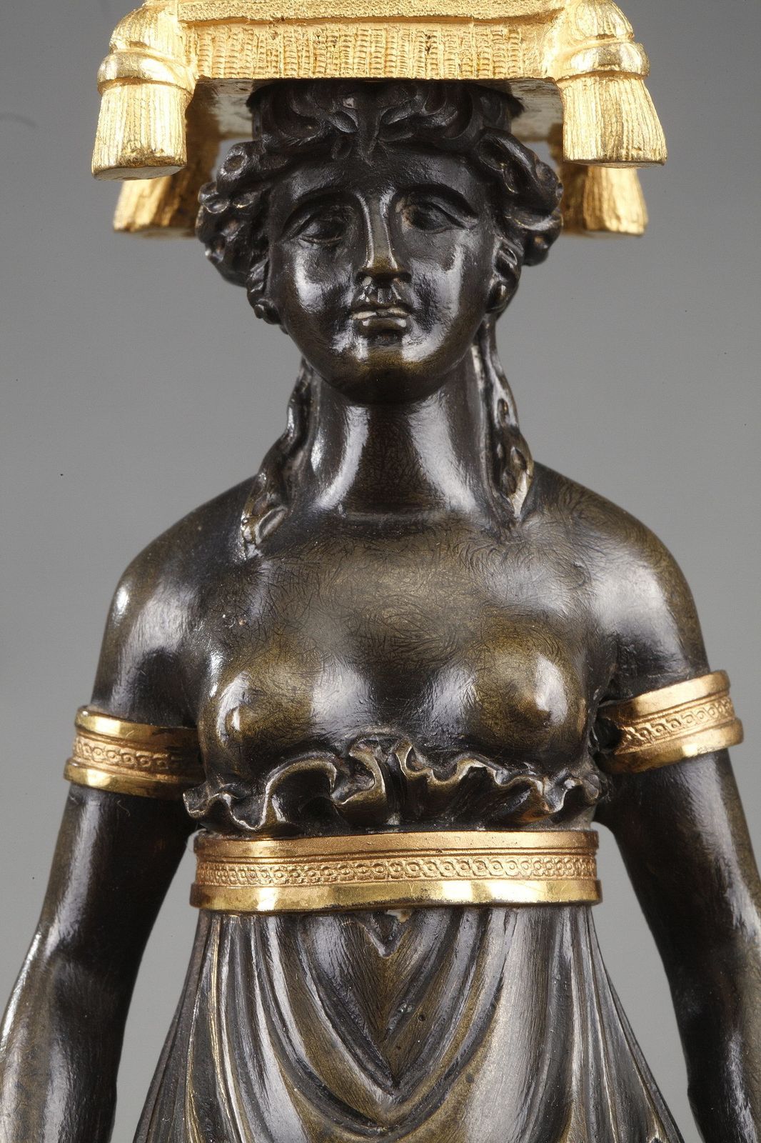 Pair Of Charles X Candel Holders In Patinated And Gilded Bronze photo vinterior