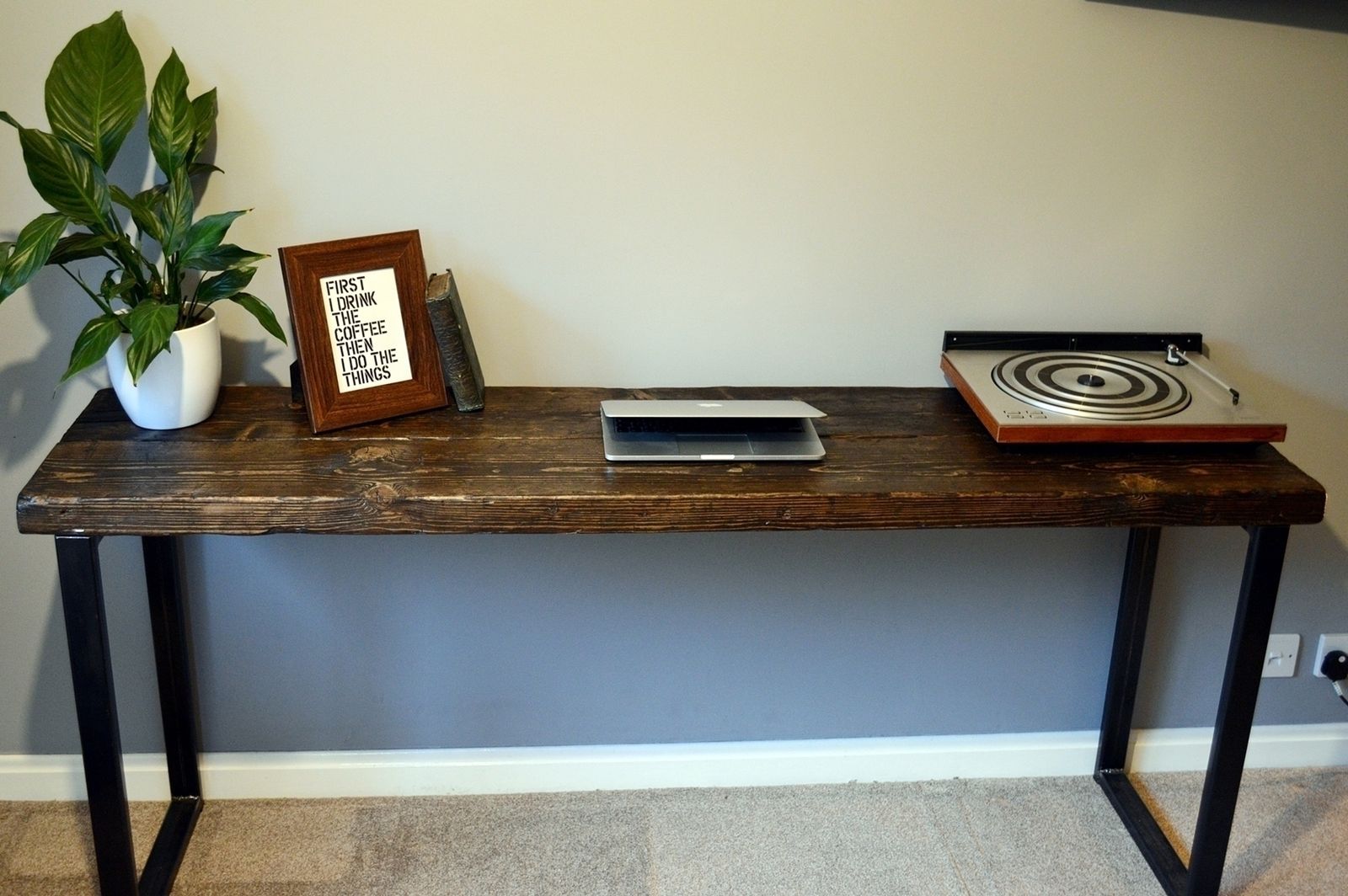 Prima Industrial Reclaimed Wood Desk, Vintage, Farmhouse, Country, Industrial Office, Welded Steel
