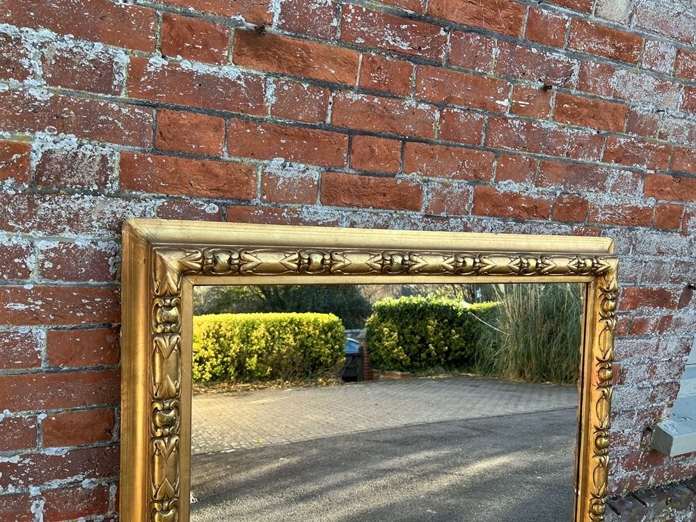 A Spectacular Large Antique English 19th Century Carved Wood Original Gilt Mirror photo for sale