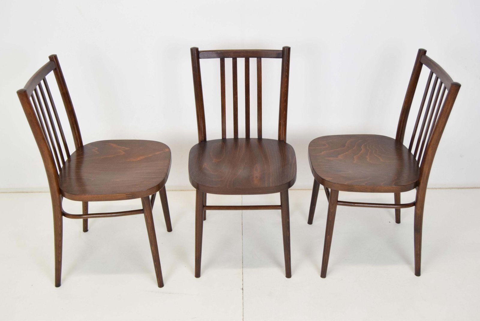 Mid Century Set Of Three Chairs,Ton,1960's. photo 459.0