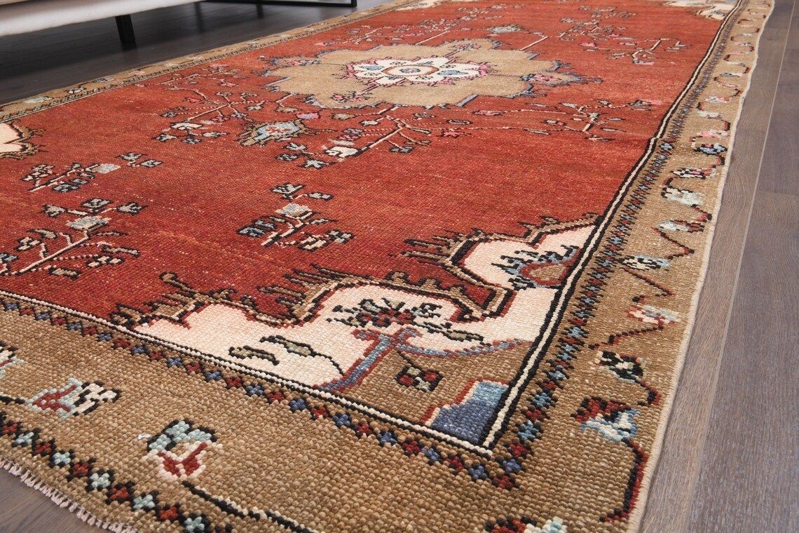 5x11 Vintage Turkish Oushak Area Rug Handmade Wool Rug Red Rugs Farmhouse Decor One Of A Kind Boho Decor Made In Turkey Carpet photo Textiles