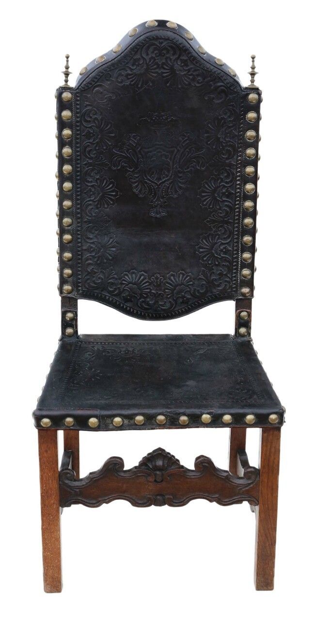 Early 18th Century Portuguese Oak And Leather Chair photo furniture