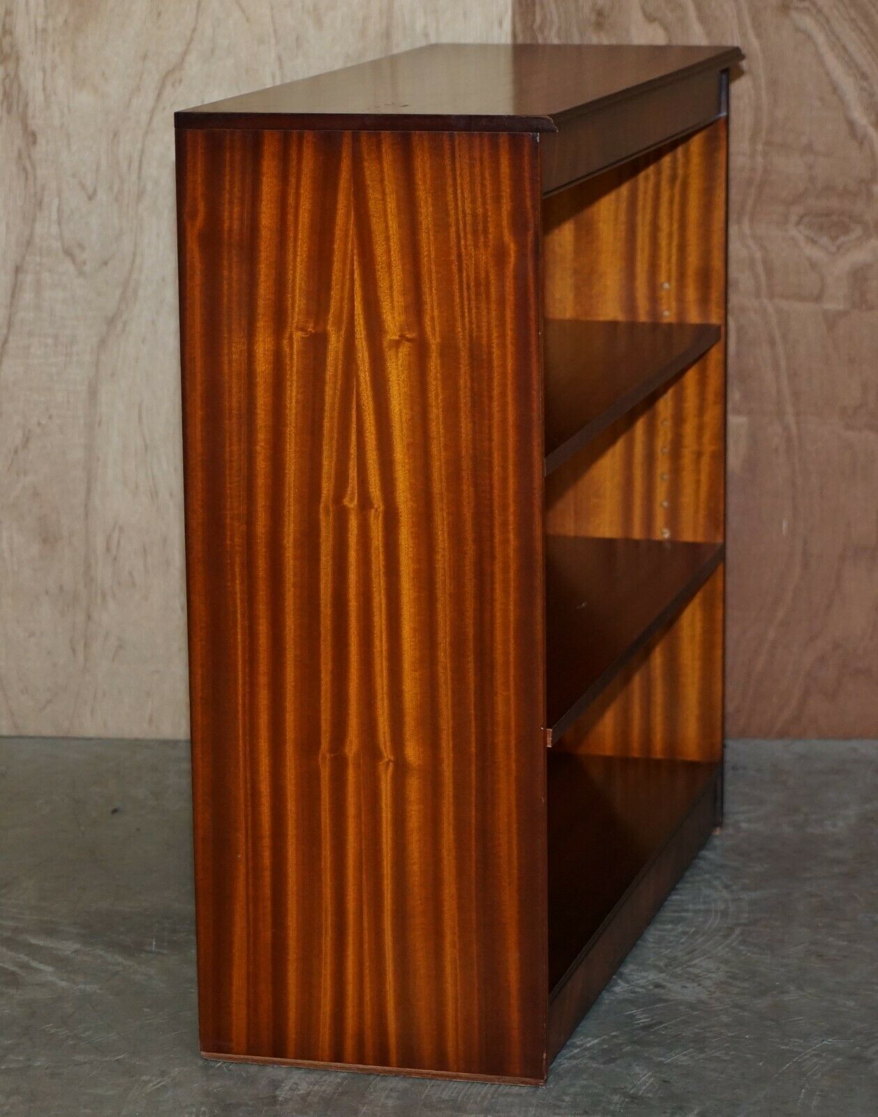 Pair Of Shaws Of London Flamed Mahogany Dwarf Open Library Bookcases Small Suite photo vintage