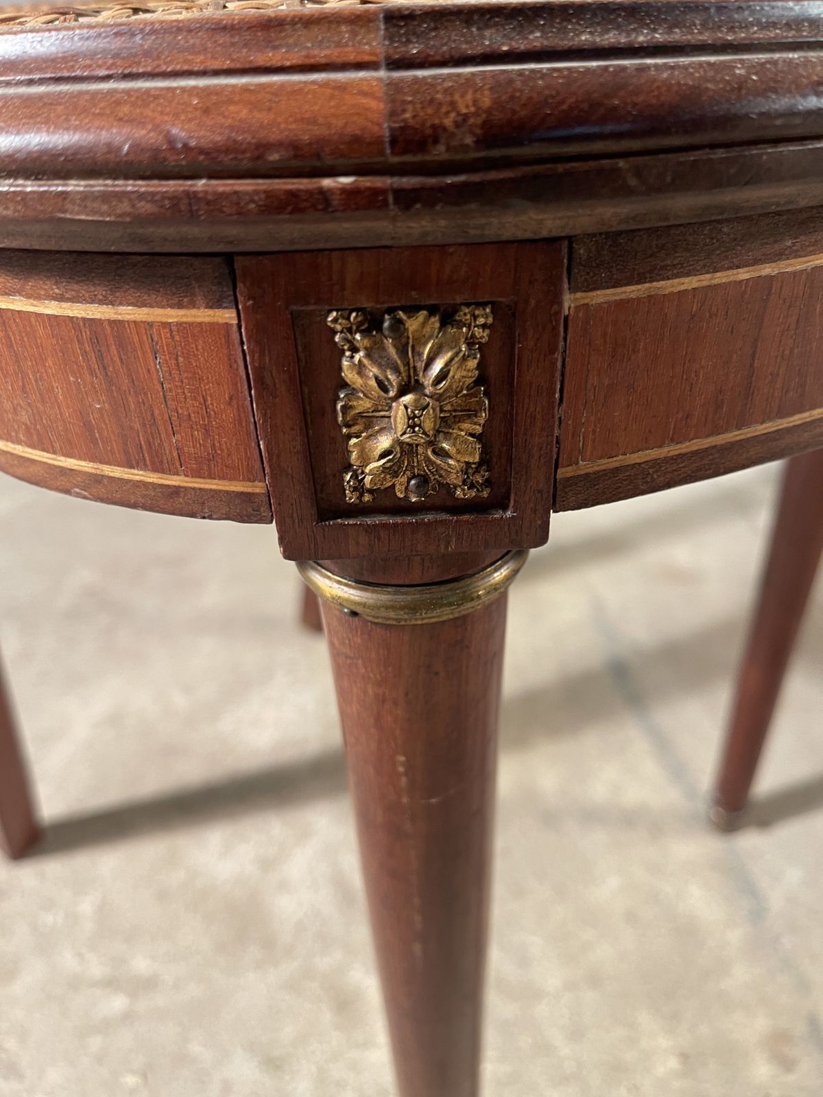 A Pair Of Antique French Empire Mahogany Satin Wood Inlay Louis XV Cane Show Chairs photo for sale