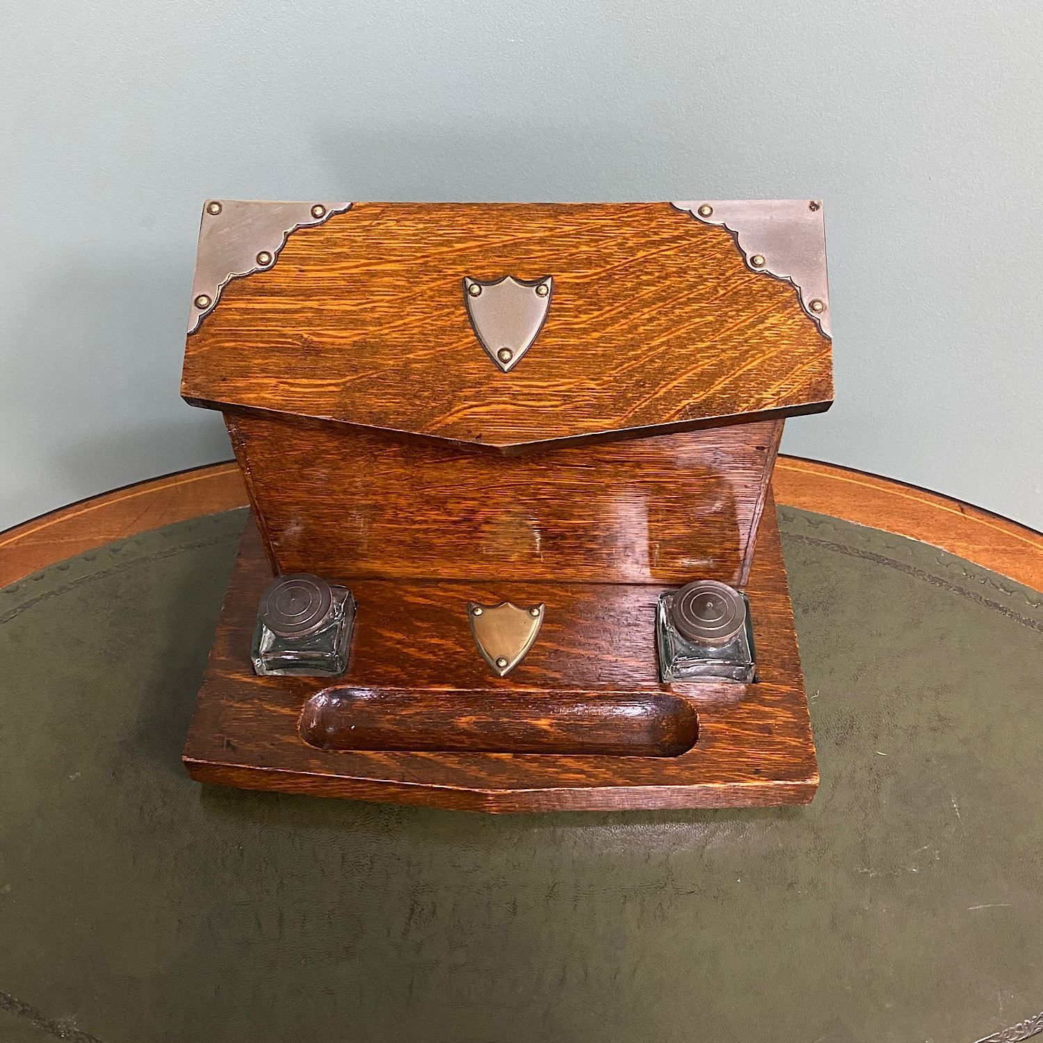 Quality Victorian Oak Antique Stationary Box photo for sale