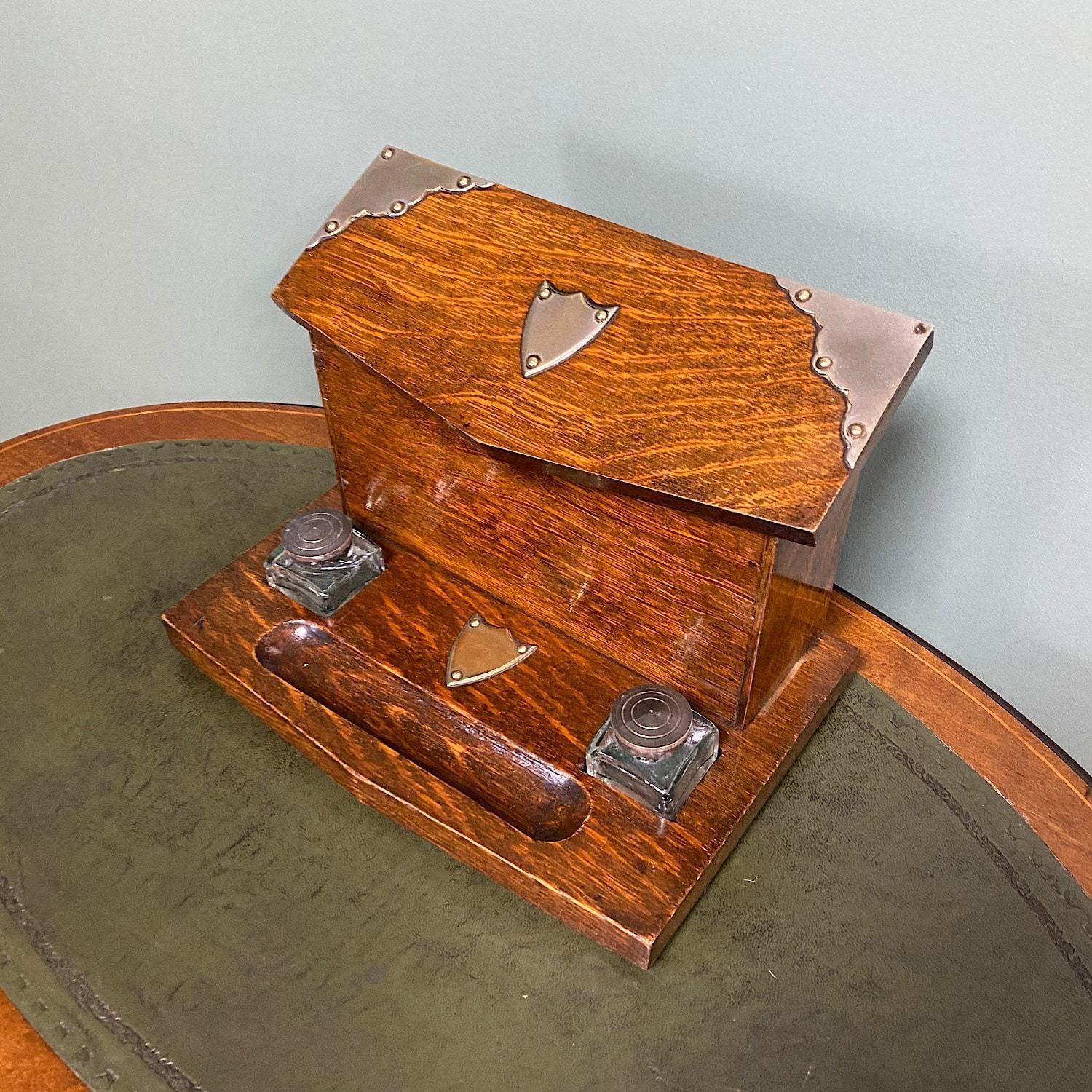 Quality Victorian Oak Antique Stationary Box photo vinterior