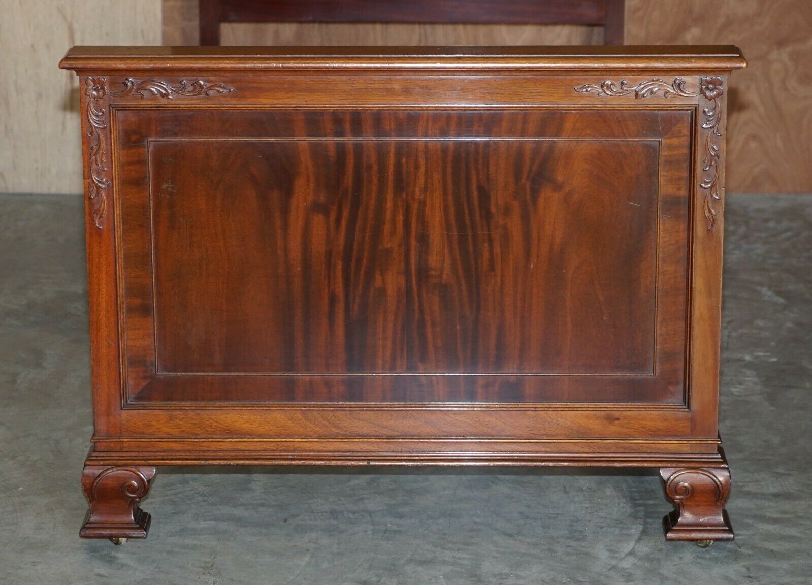 Antique Honduras Mahogany English Hand Carved With Castors Single Bed Frame photo furniture