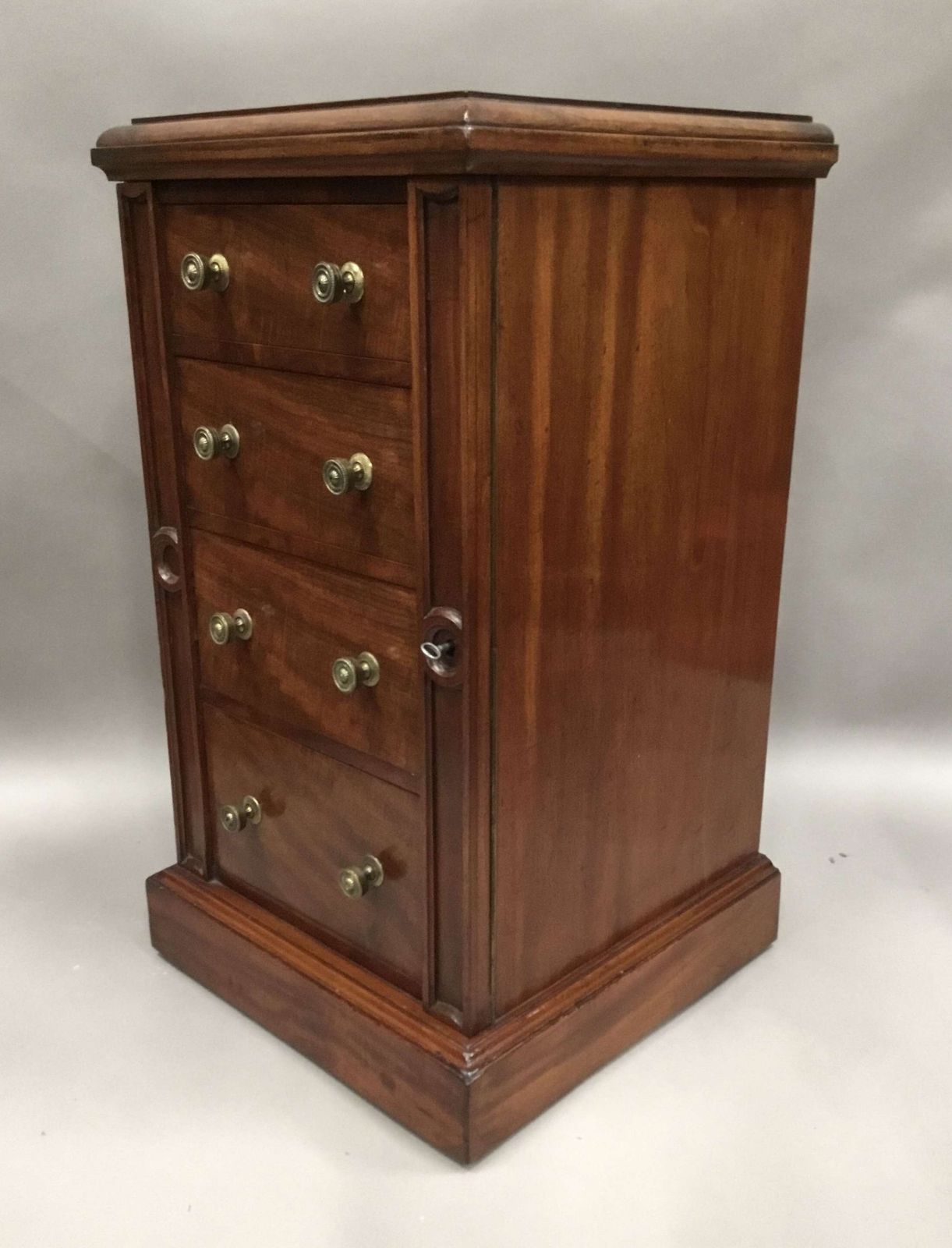 Regency Pair Of Mahogany Wellington Chests / Bedside Cabinets photo vintage