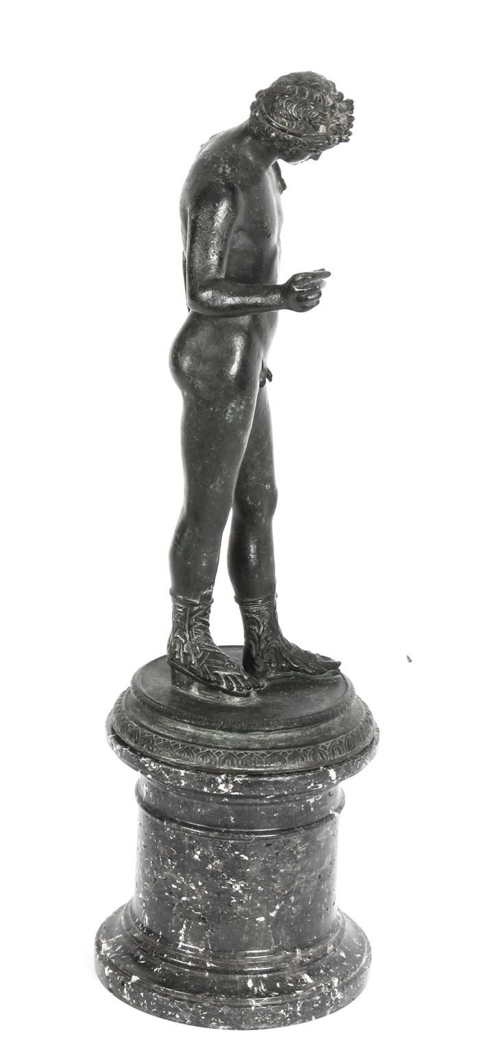 Antique Grand Tour Patinated Bronze Figure Of Of Narcissus 1870 19th C photo vinterior