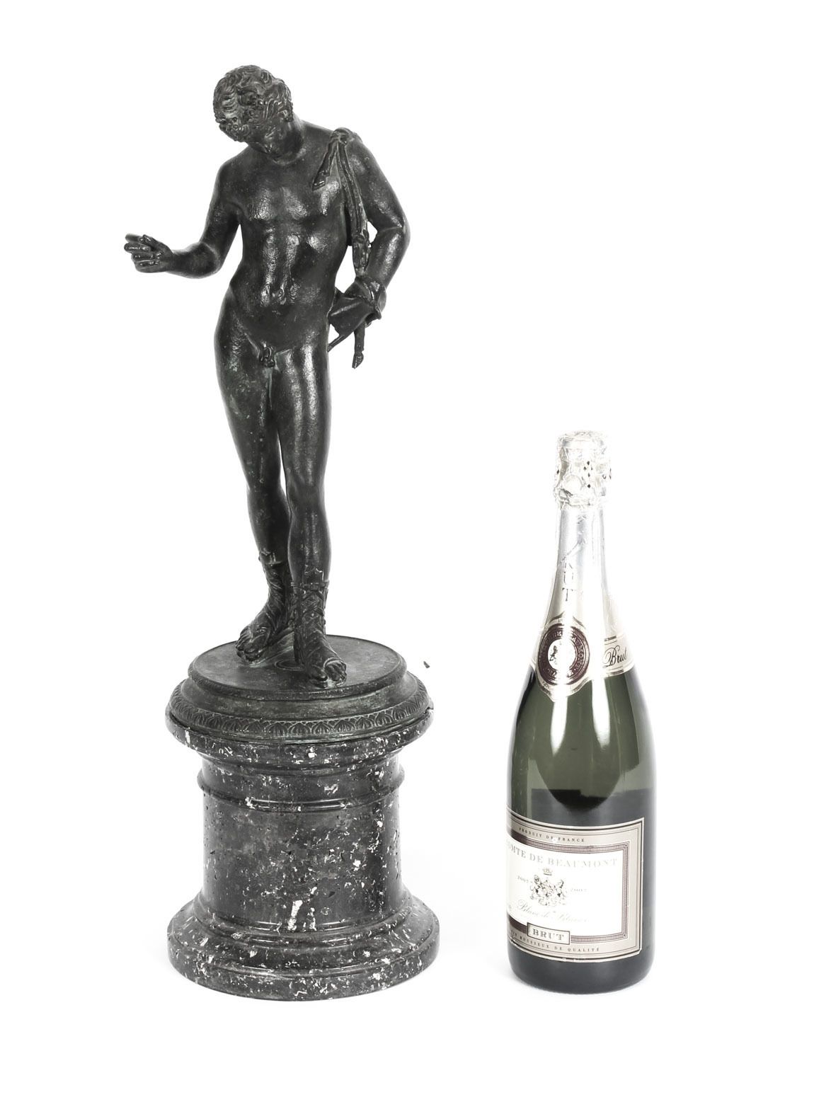 Antique Grand Tour Patinated Bronze Figure Of Of Narcissus 1870 19th C photo vintage