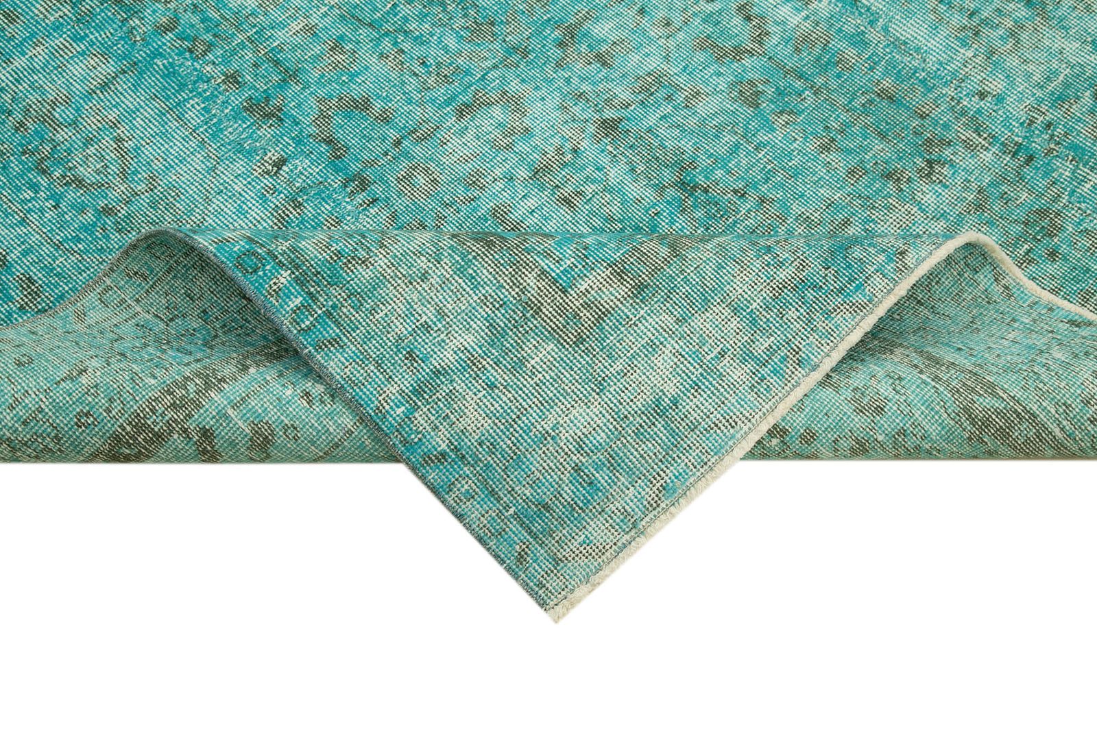 Turkish Handmade 1980s 160 Cm X 274 Cm Turquoise Over Dyed Wool Rug photo vinterior