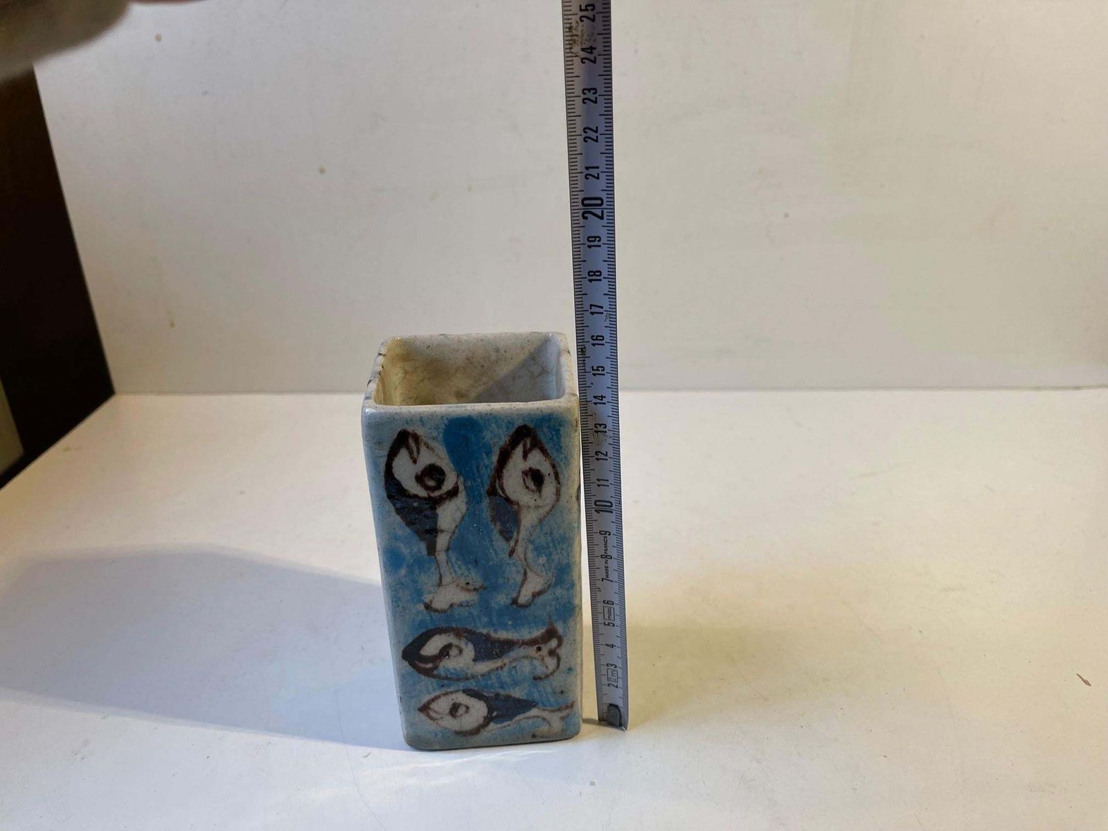 Naive Italian Glazed Stoneware Vase In The Style Of Guido Gambone photo vintage