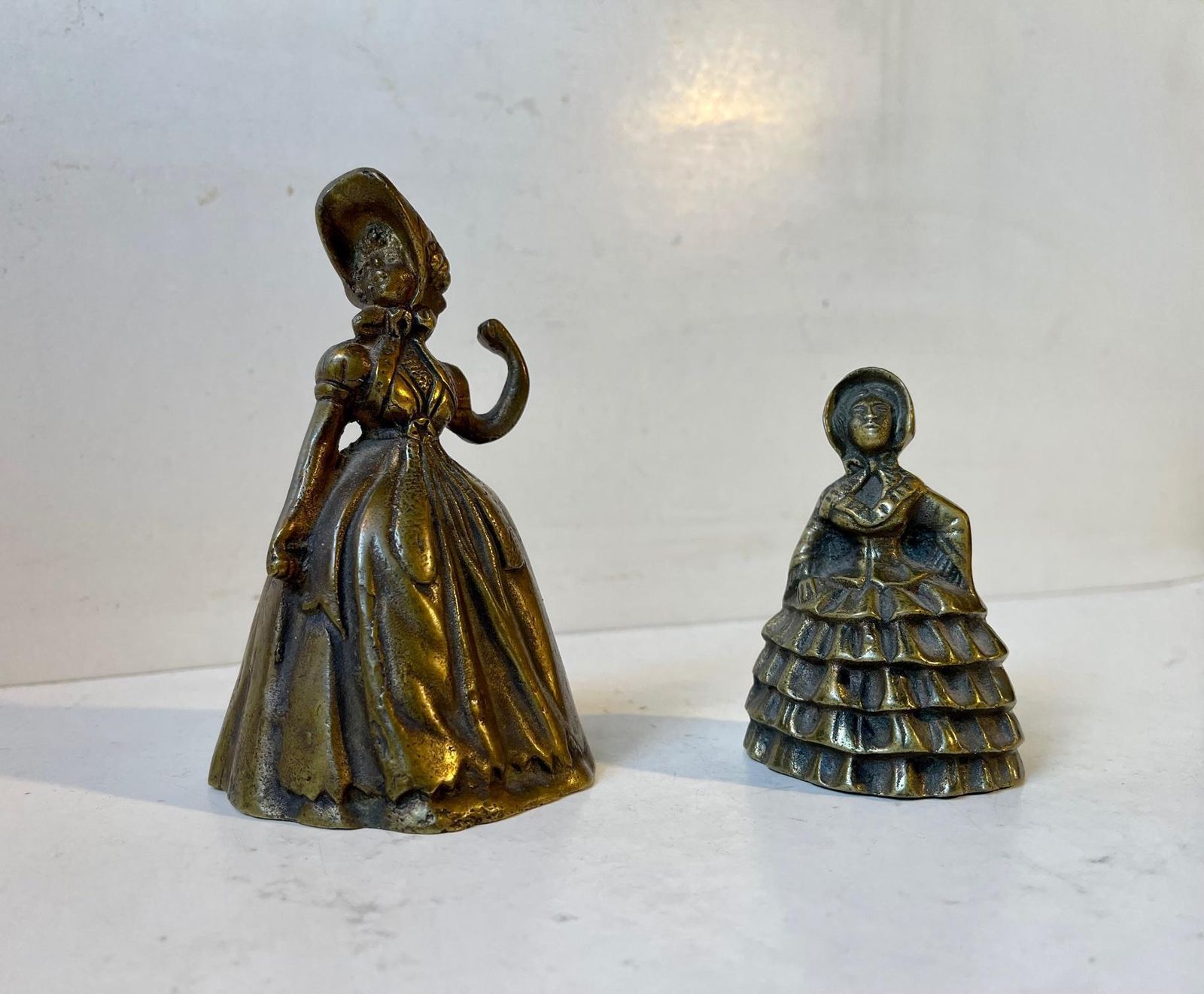 Antique Victorian Brass Bells In Shape Of Ladies, 19th Century, Set Of 2 photo furniture