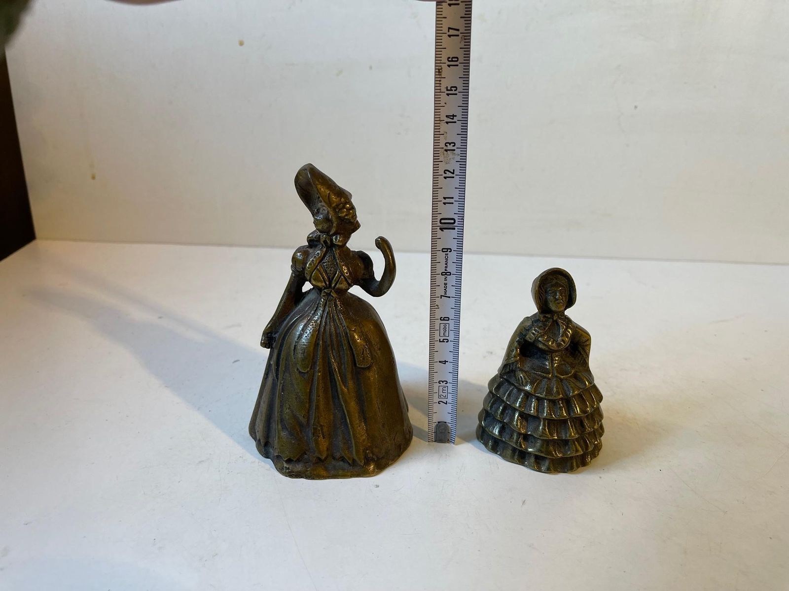 photo for sale Antique Victorian Brass Bells In Shape Of Ladies, 19th Century, Set Of 2