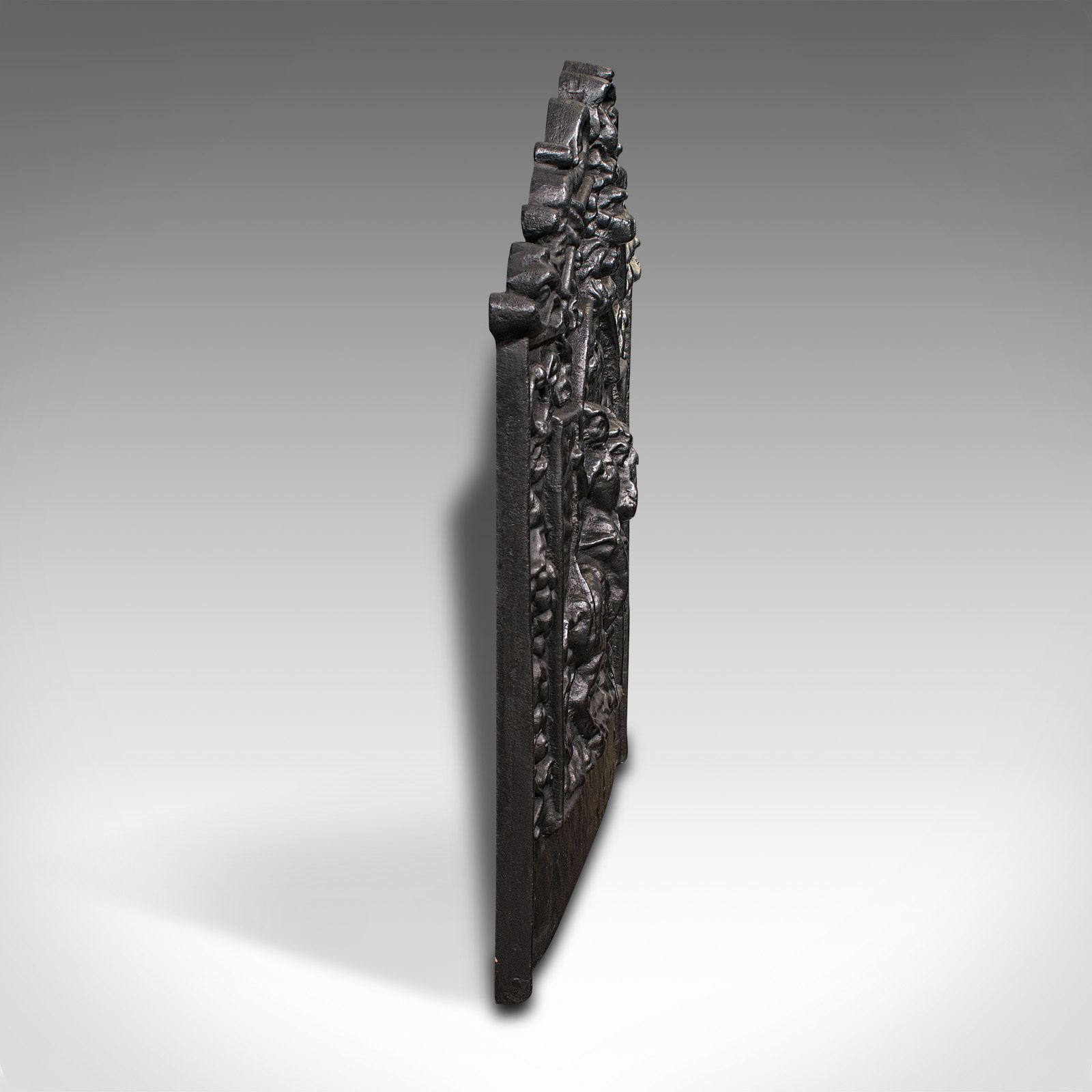 Antique Decorative Fire Backrest, English, Cast Iron, Fireplace Back photo for sale