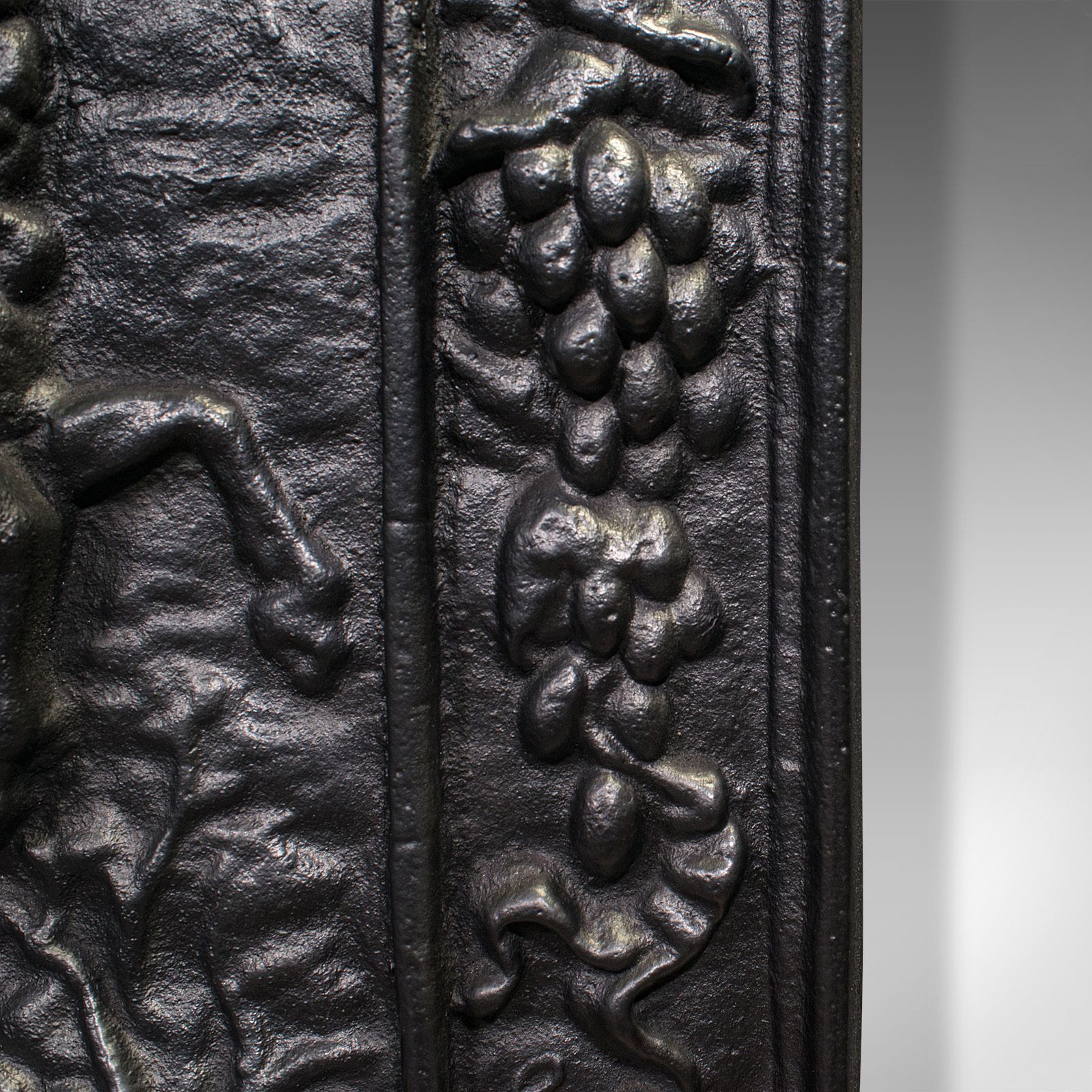 photo for sale Antique Decorative Fire Backrest, English, Cast Iron, Fireplace Back