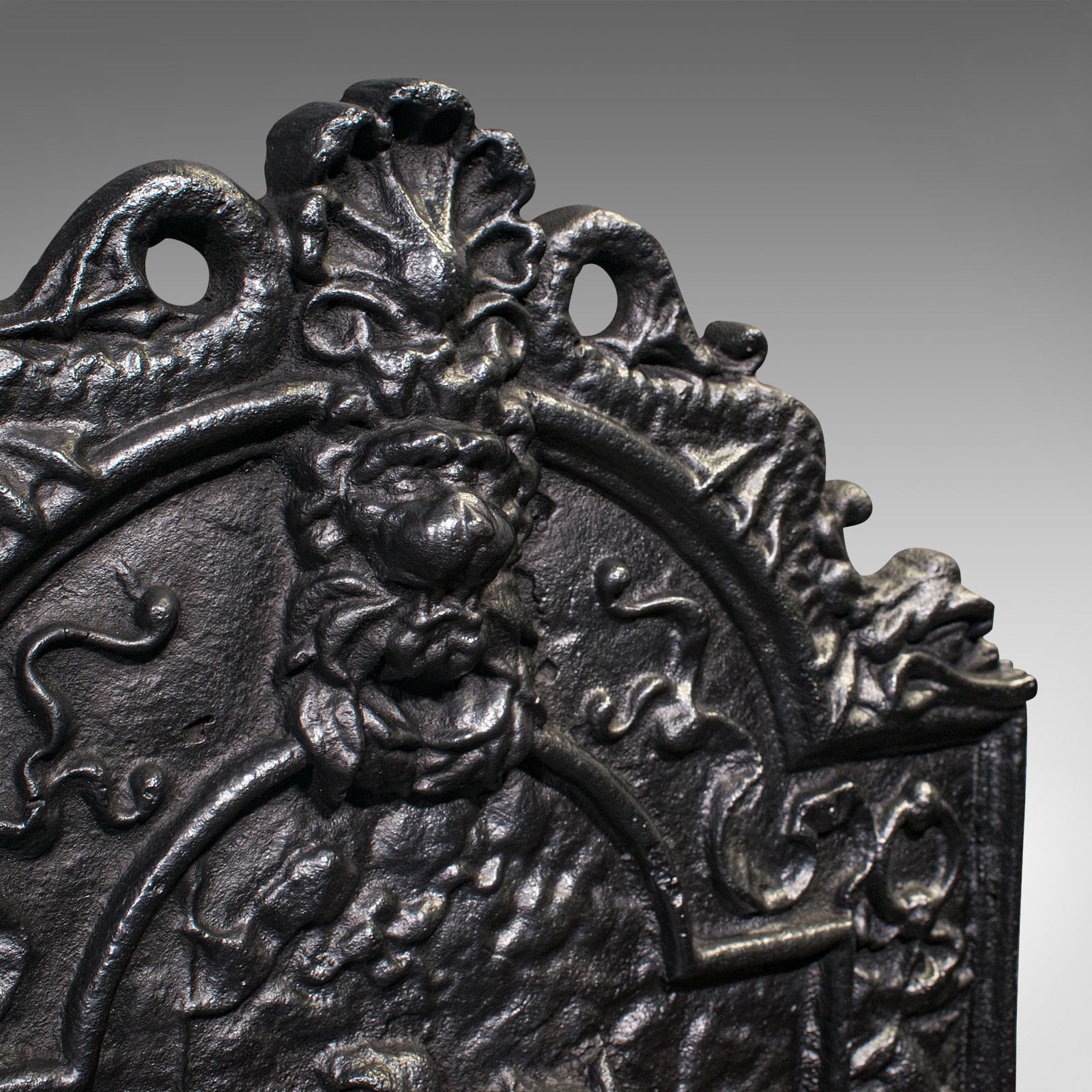 Antique Decorative Fire Back, English, Cast Iron, Fireplace Backrest, C.1900 photo vinterior