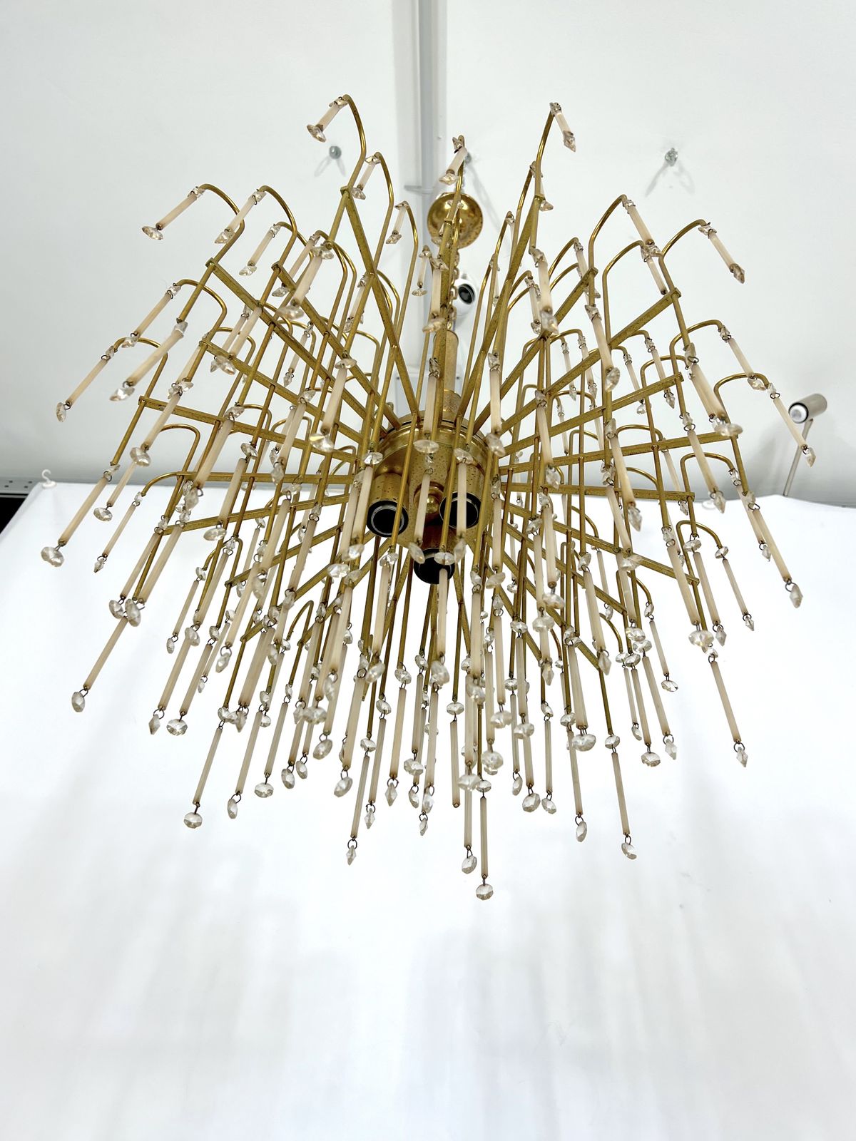 Mid Century, Italian Brass And Glass Chandelier From 70s photo 2125.5
