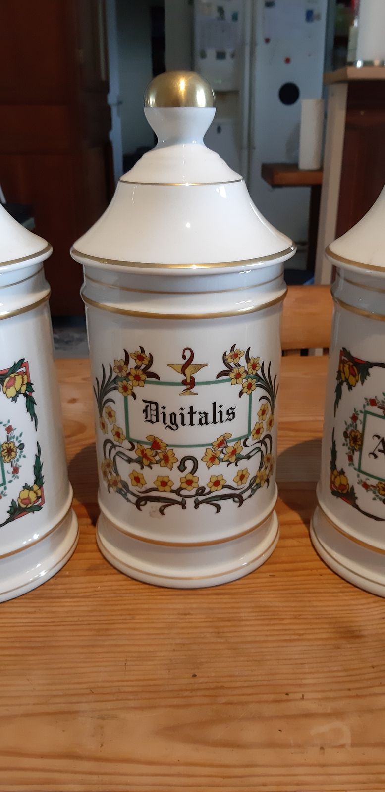 3 Pharmacy Jars 19th Limoges Porcelain Claude Caspenet photo for sale