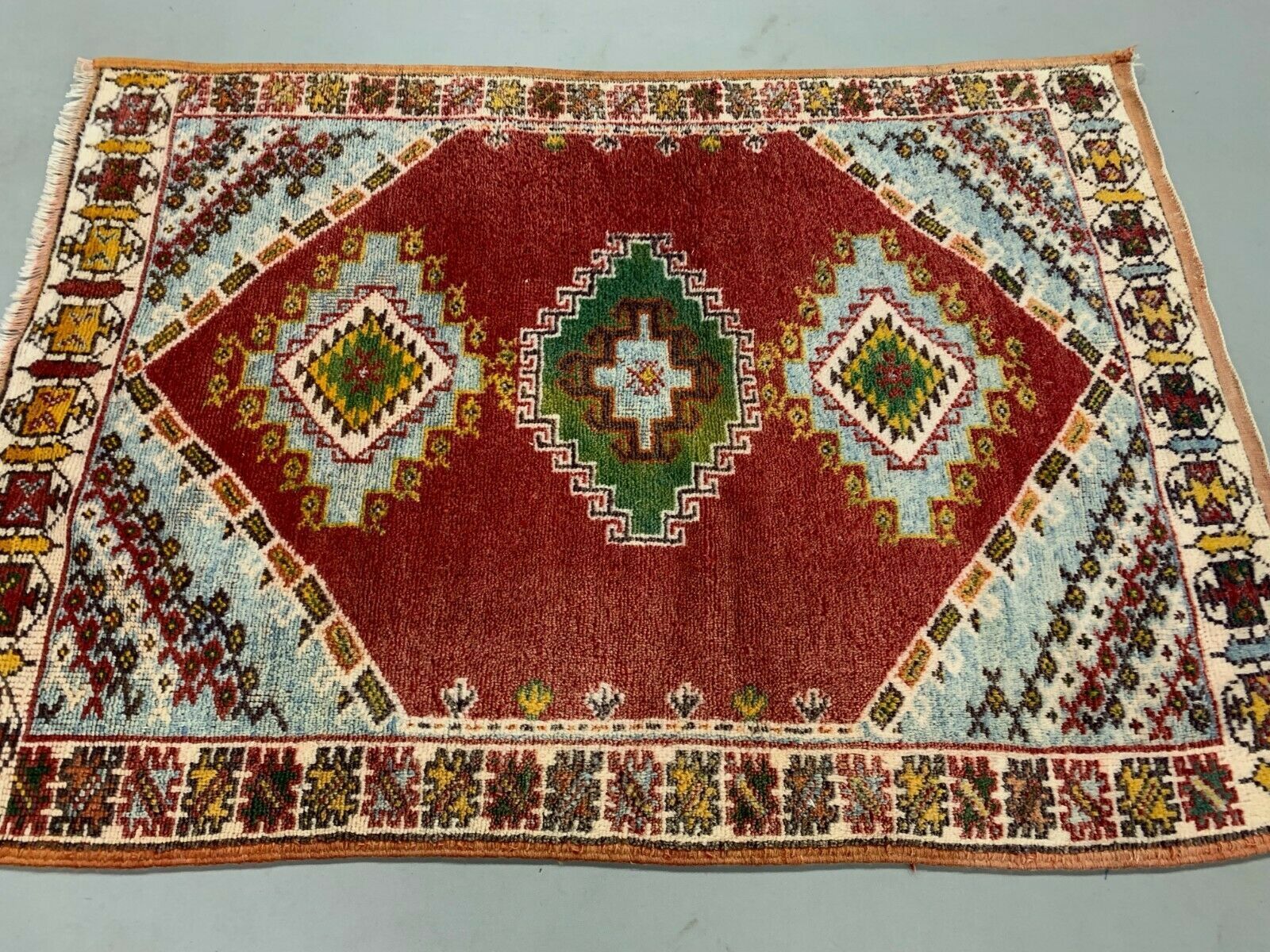 Moroccan Rug Tazenacht Berber Atlas, Tribal, Red , Blue photo vinterior