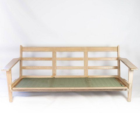 3 Seater Sofa, Model Ge290, In Oak And Blue Hallingdal Wool Designed By Hans J. Wegner In 1953 And Made By Getama In The 1960s. photo buy