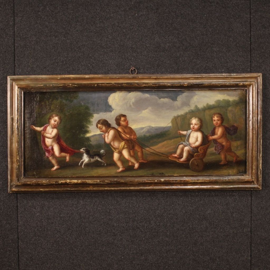 Painting Game Of Cherubs From The Early 19th Century