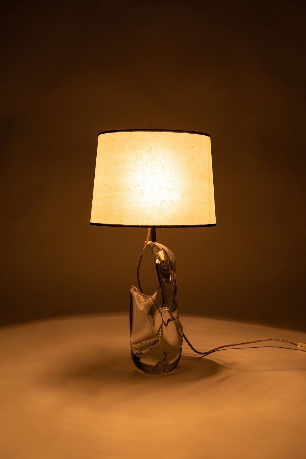 Charles Schneider, Large Crystal Glass Lamp, Paris, 60s photo furniture
