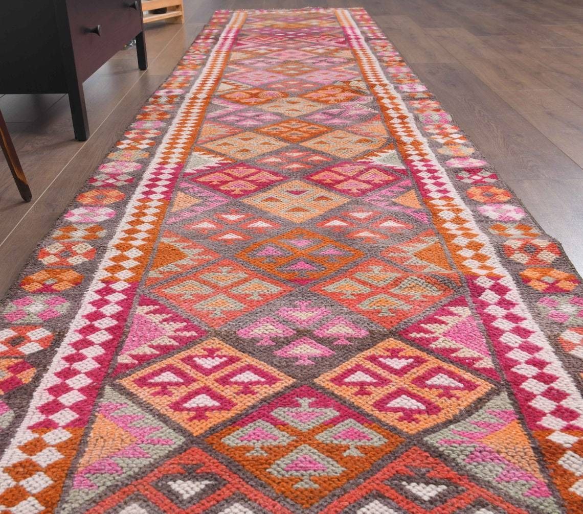 Geometric Hallway Rug, Farmhouse Decor One Of A Kind Anatolian photo furniture