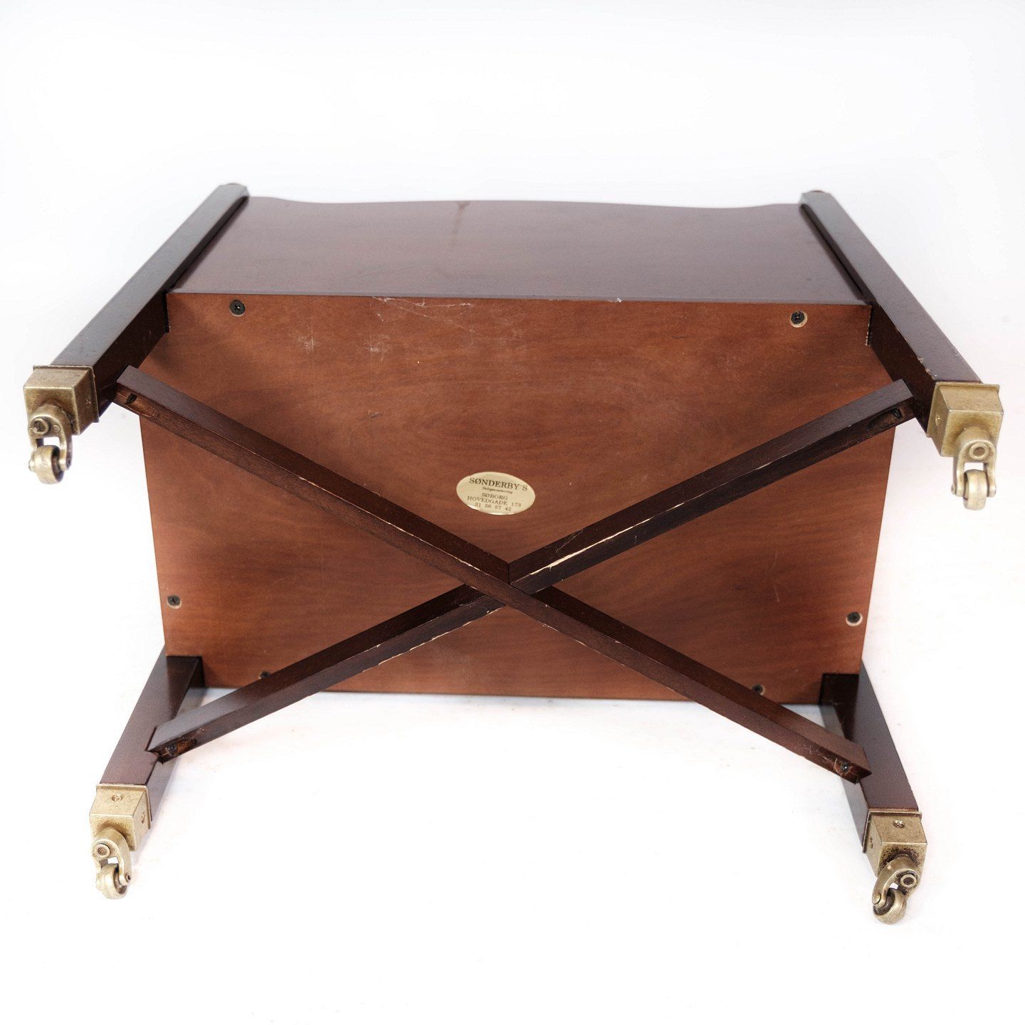 Newspaper Holder Of Mahogany Decorated With Brass Of Danish Design From The 1960s. photo buy