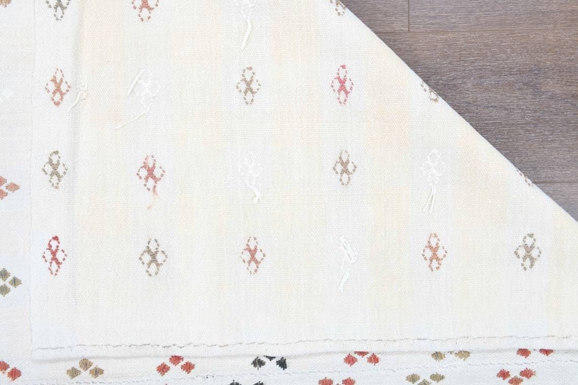 Oushak Handmade Wool White Carpet photo vintage