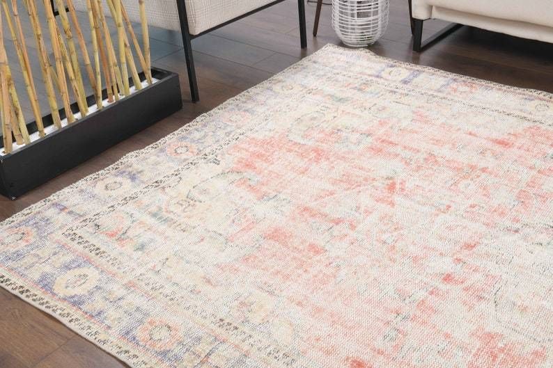 Turkish Antique Area Rug Oushak  Handmade Wool  Oriental Low Pile Carpet  Farmhouse Decor  One Of A Kind  Made In Anatoli photo vinterior
