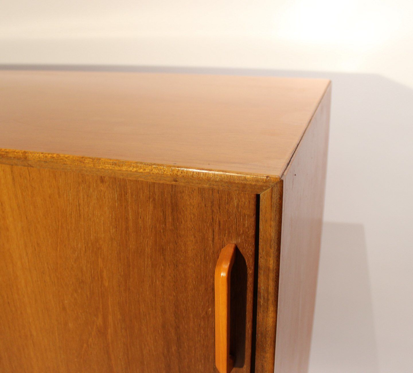 Cabinet With Sliding Doors In Light Mahogany Of Danish Design From The 1960s. photo vinterior
