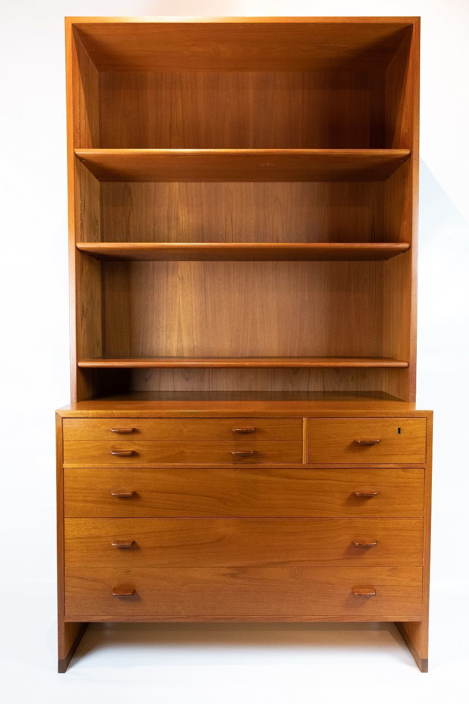 Bookcase With Three Large And Two Smaller Drawers In Teak Designed By Hans J. Wegner From The 1960s.