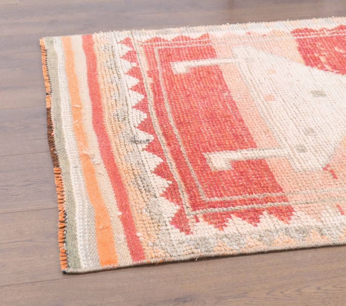Turkish Antique Runner Oushak Handmade Wool Runner Rug Oriental Orange Hallway Rugs Farmhouse Decor One Of A Kind Anatolian photo 565.0