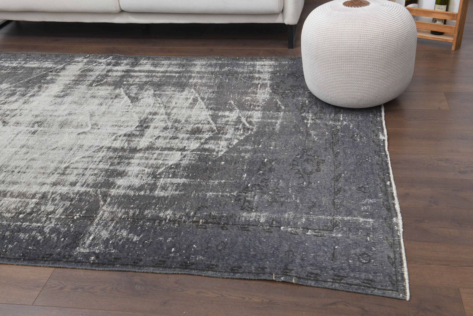Antique Turkish Carpet, Oushak Handmade Wool Rug, Gray Distressed Area Rugs, Anatolia Farmhouse Decor One Of A Kind, Ethnic Carpet photo furniture