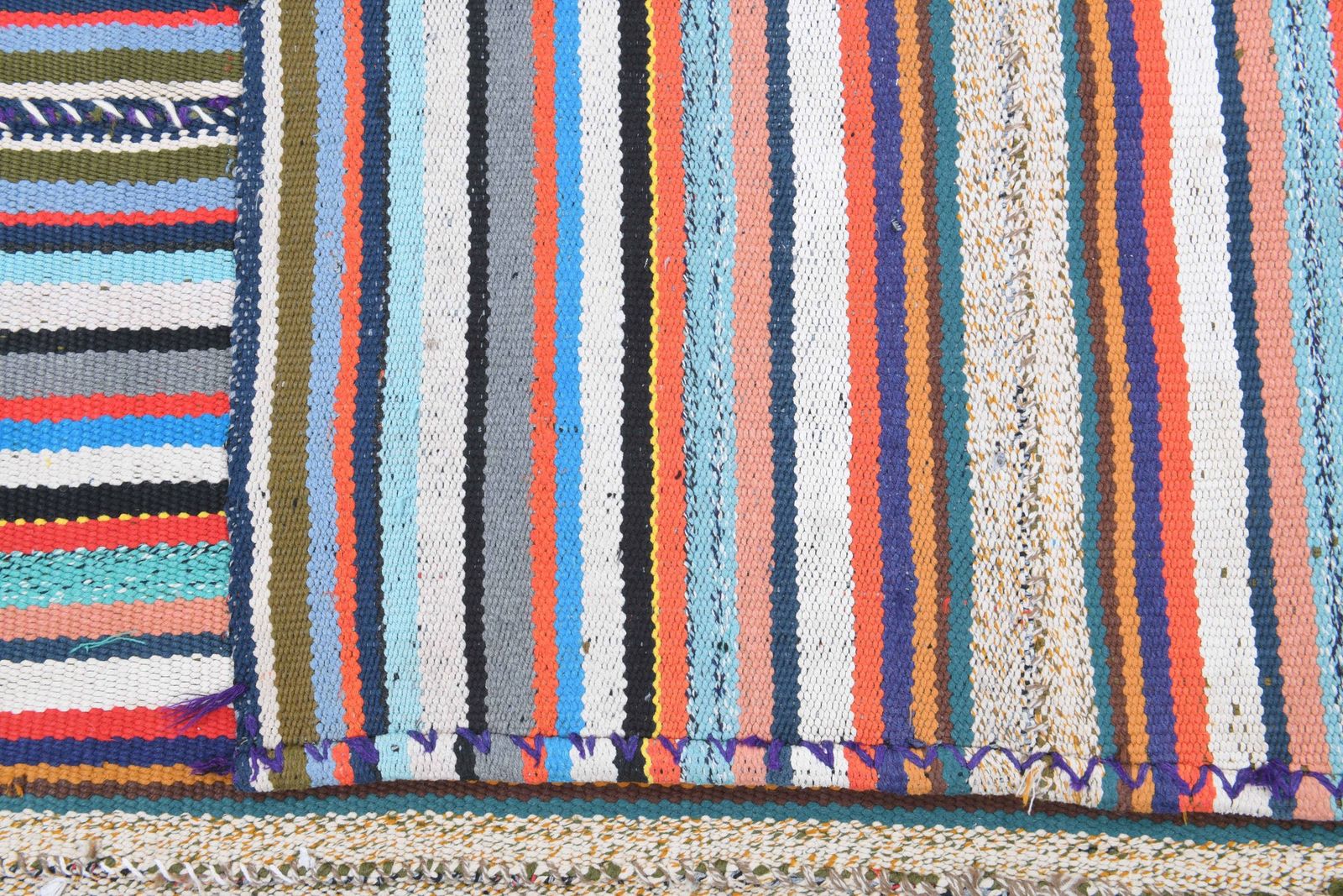 Turkish Kilim Area Rug, Oushak Handmade Wool Colorful Flatweave Rugs, Farmhouse Decor One Of A Kind, Made In Anatolia, Boho photo vintage