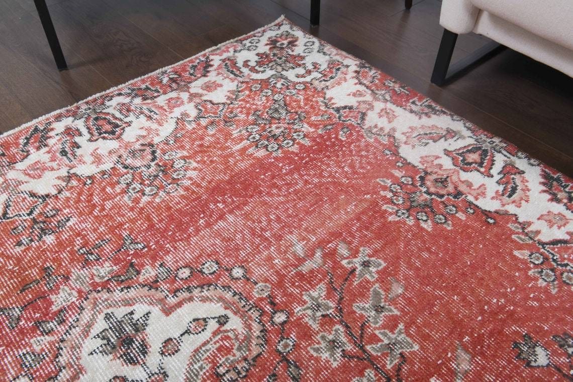 5x9 Turkish Vintage Rug, Oushak Handmade Wool Carpet, Oriental Area Rugs Farmhouse Decor, One Of A Kind, Anatolia, Folk Art, Turkey Rugs photo buy