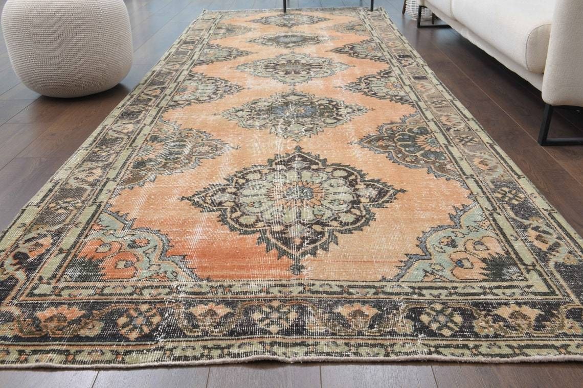 5x12 Vintage Wide Turkish Oushak Runner, Hand Knotted Wool, Kitchen Hallway Rug, One Of A Kind, Anatolian, Boho Decor, Made In Turkey Carpet photo for sale