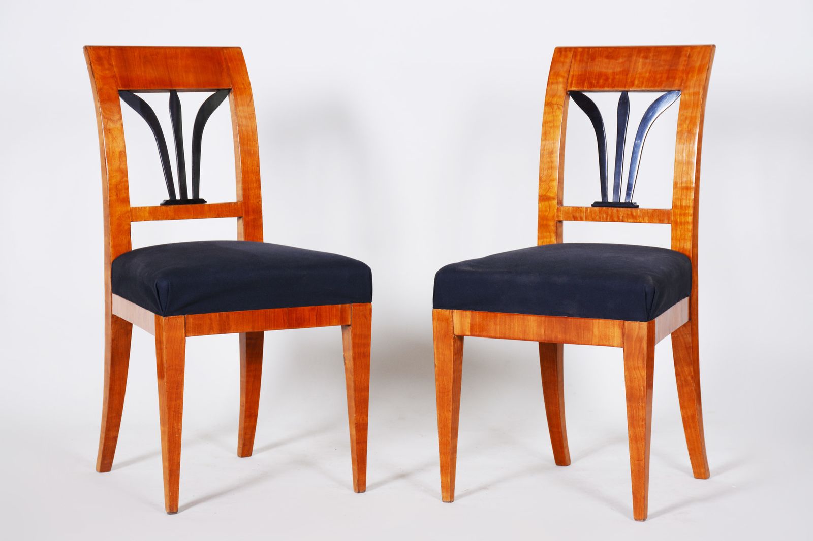 Pair Of Biedermeier Dining Chairs Made In Czechia Circa 1830s. Restored Cherry. photo furniture