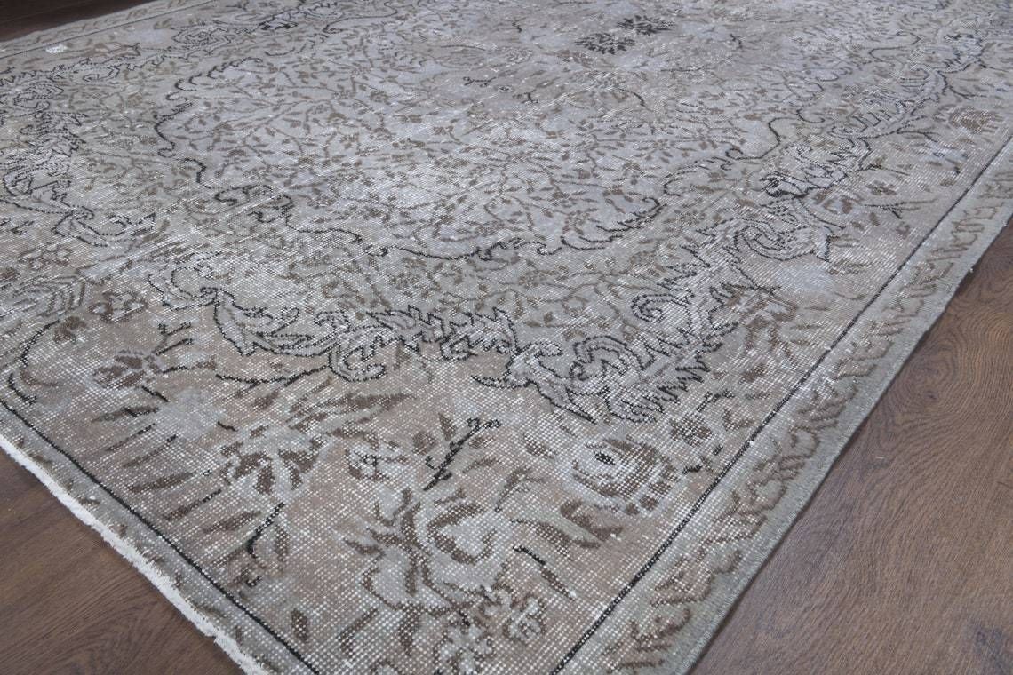 6x9 Turkish Vintage Area Rug, Oushak Handmade Wool Carpet, Distressed Rug, Farmhouse Decor, One Of A Kind, Made In Anatolia photo 1254.0