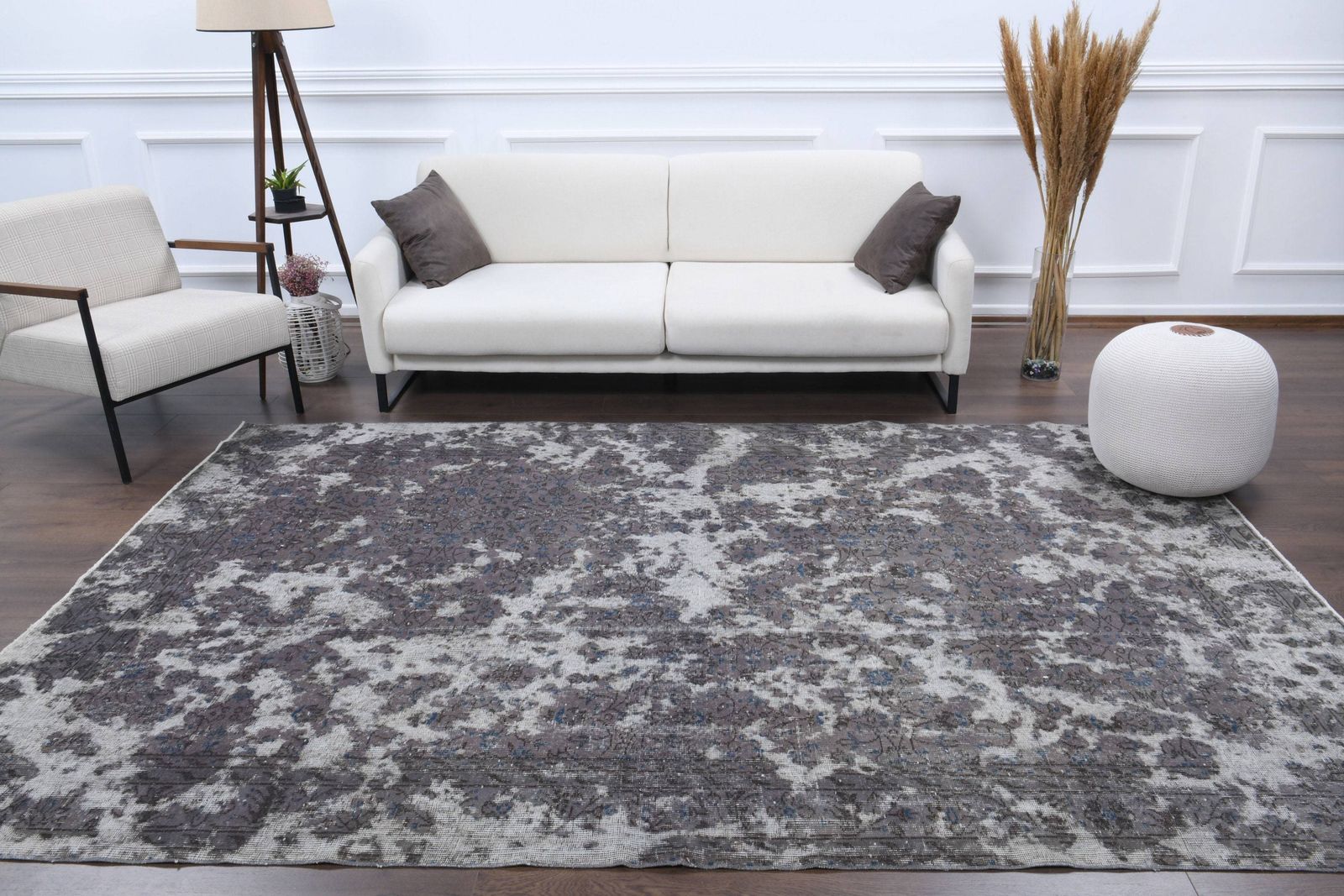 Antique Oriental Turkish Distressed Carpet, Oushak Handmade Wool Rug, Gray Neutral Area Rugs, Farmhouse Decor, One Of A Kind