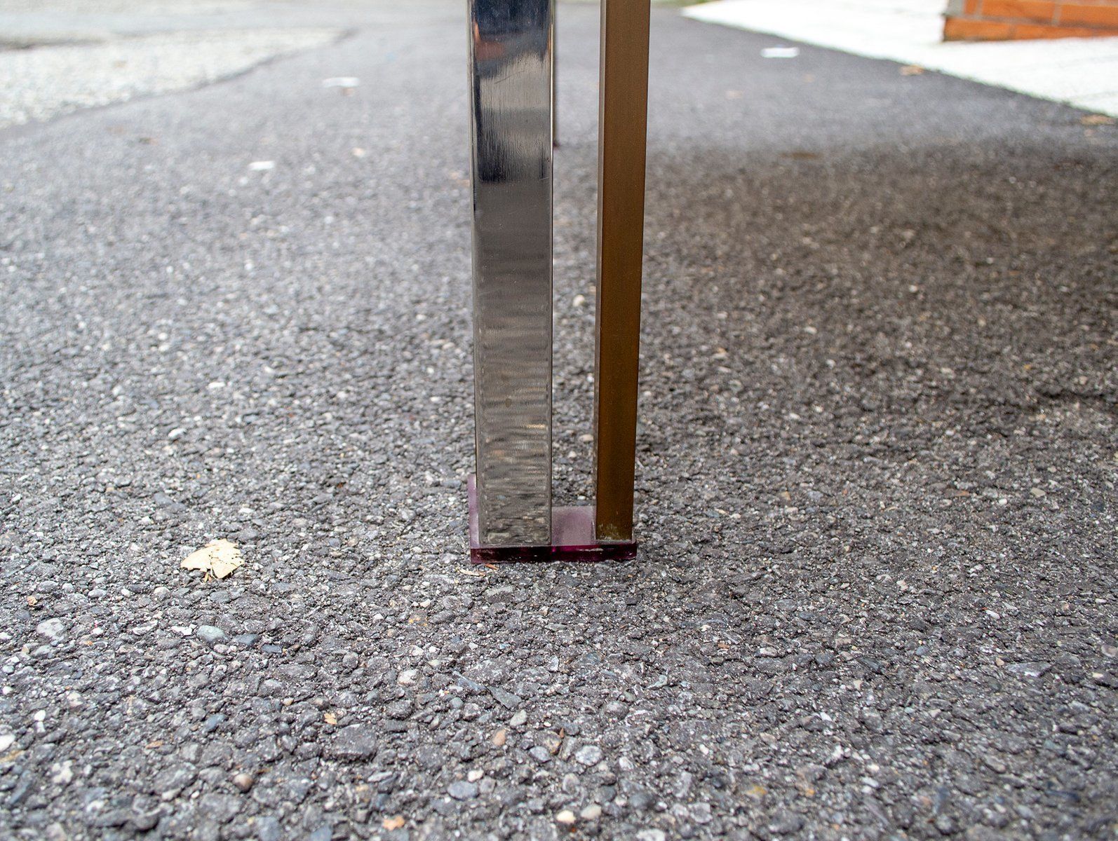 Coffee Table In Steel And Brass With Acrylic Glass Decorations, Italy, 1970s photo buy