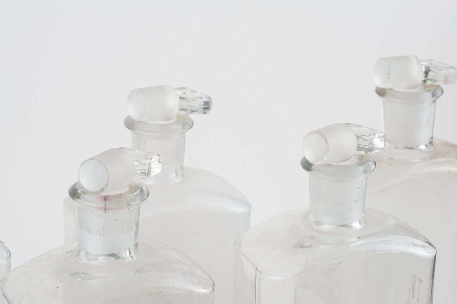 Pharmacy Bottles, Antique Medicine Bottles, Set Of Six Early 20th Century Medicine Bottles With Latin Labels, Poison Bottles photo for sale