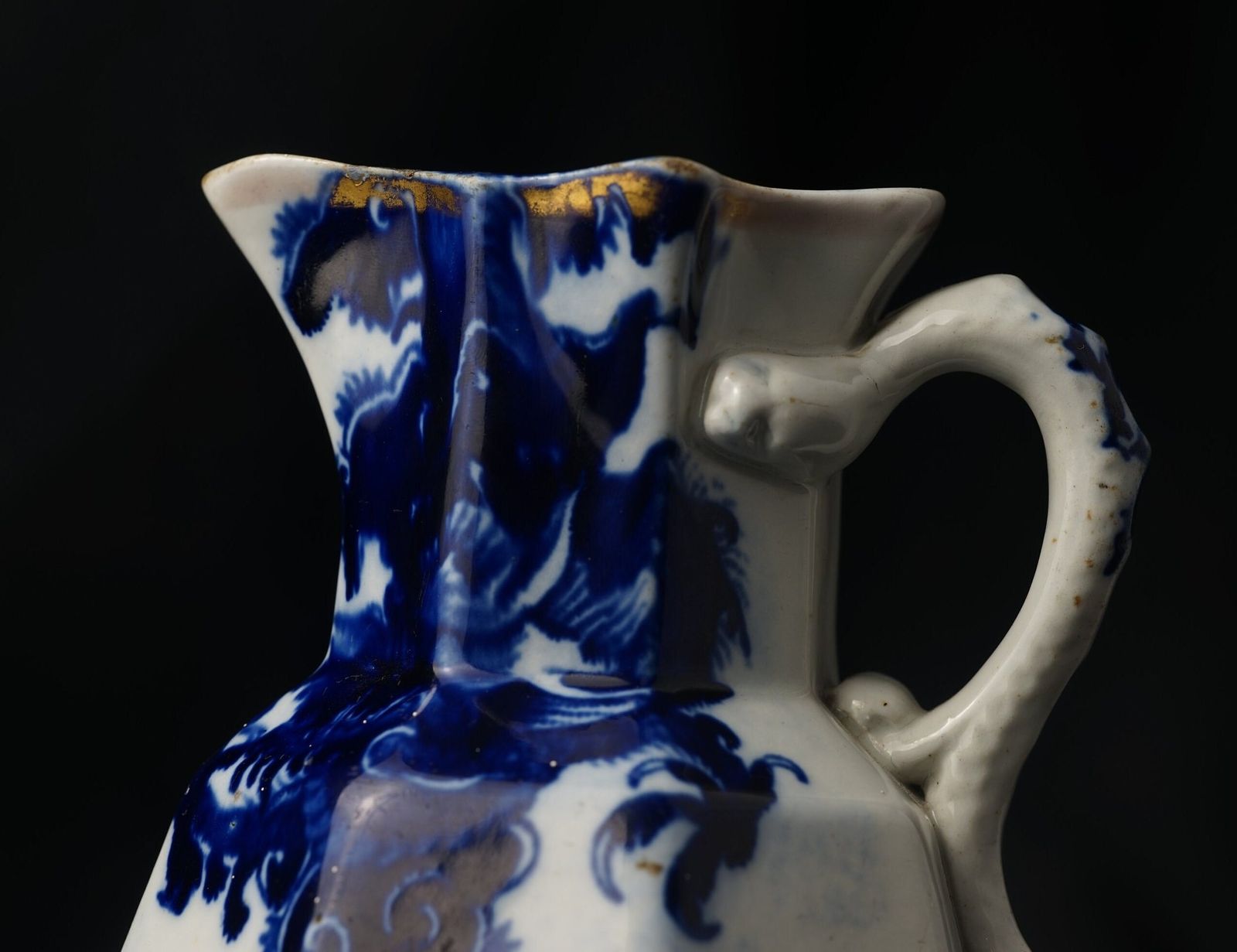 Antique Flow Blue Dragon Jug, Antique Very Early Mason's Ironstone Dragon & Pearl Blue/White Snake Handled Pitcher 1830 48 photo Home Decor