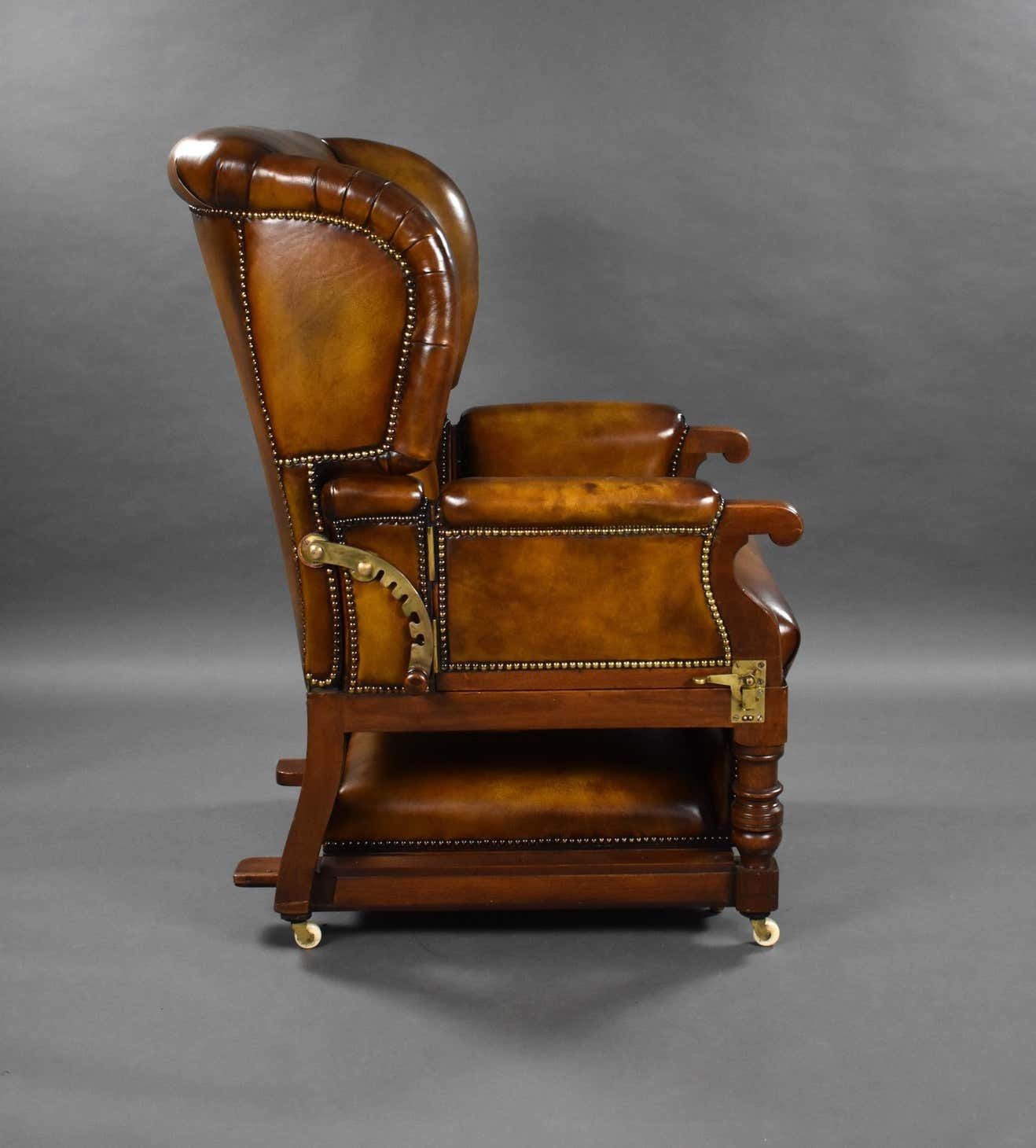 Furniture 19th Century Victorian Hand Dyed Leather Reclining Chair By Foota Patent Chairs photo