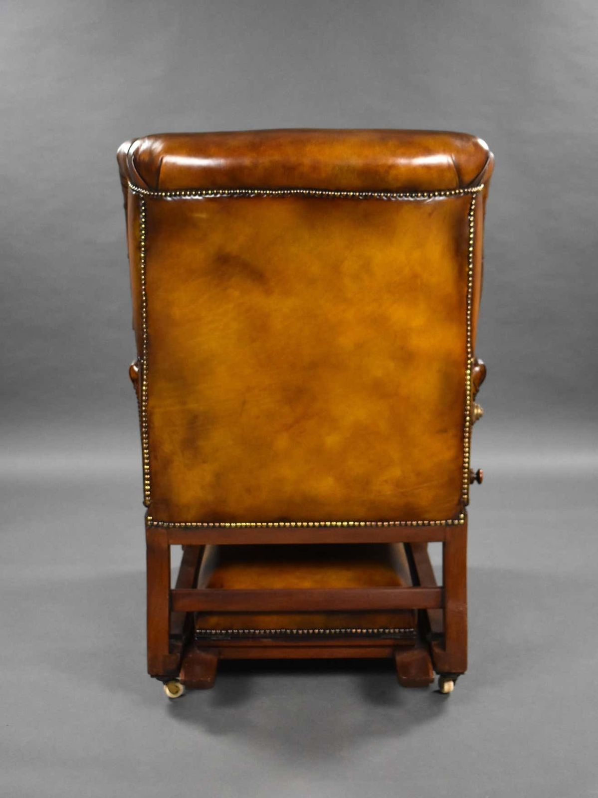 photo vintage 19th Century Victorian Hand Dyed Leather Reclining Chair By Foota Patent Chairs