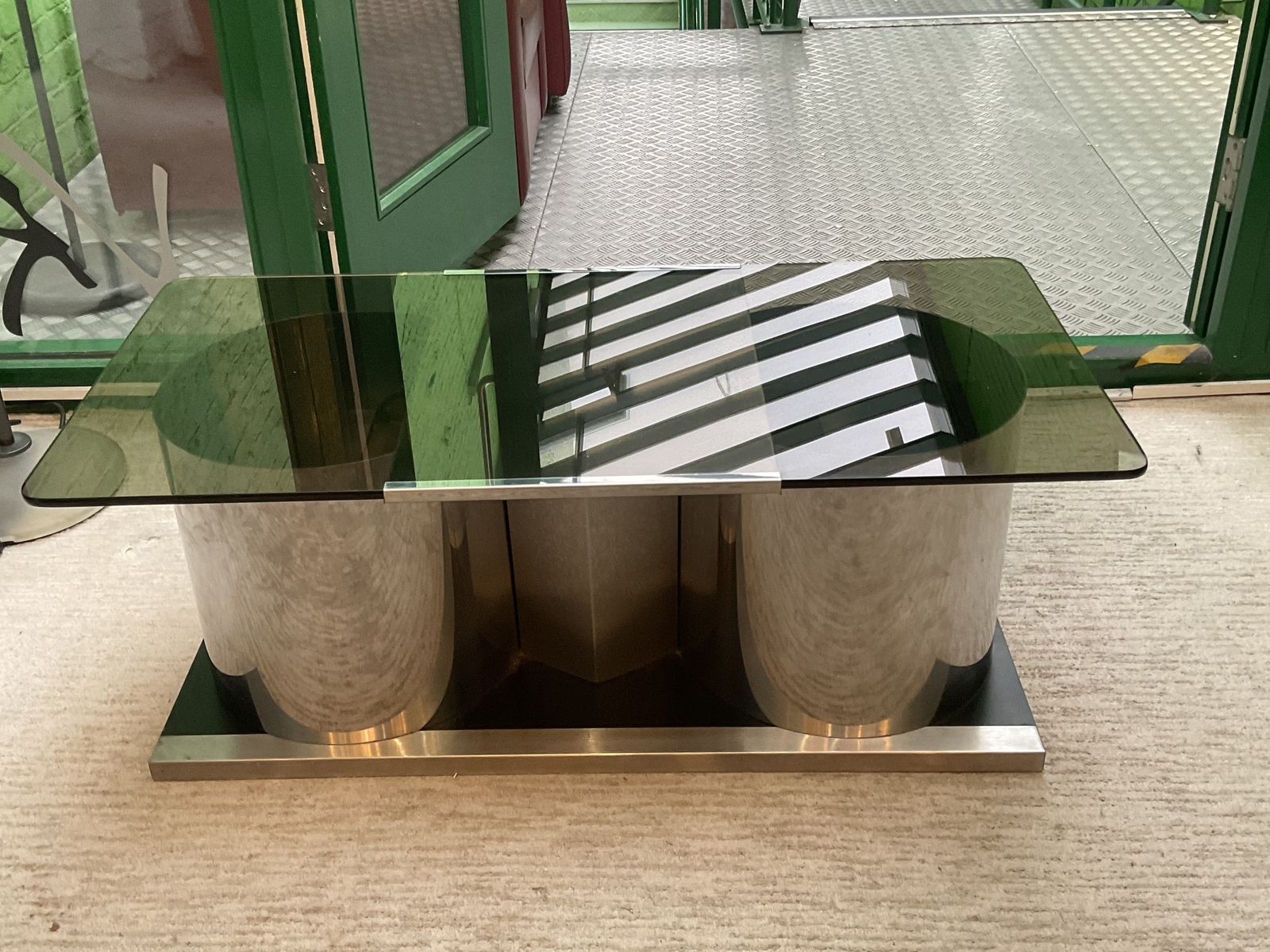 1970’s Italian Steel And Glass Coffee Table By Stildomus photo for sale