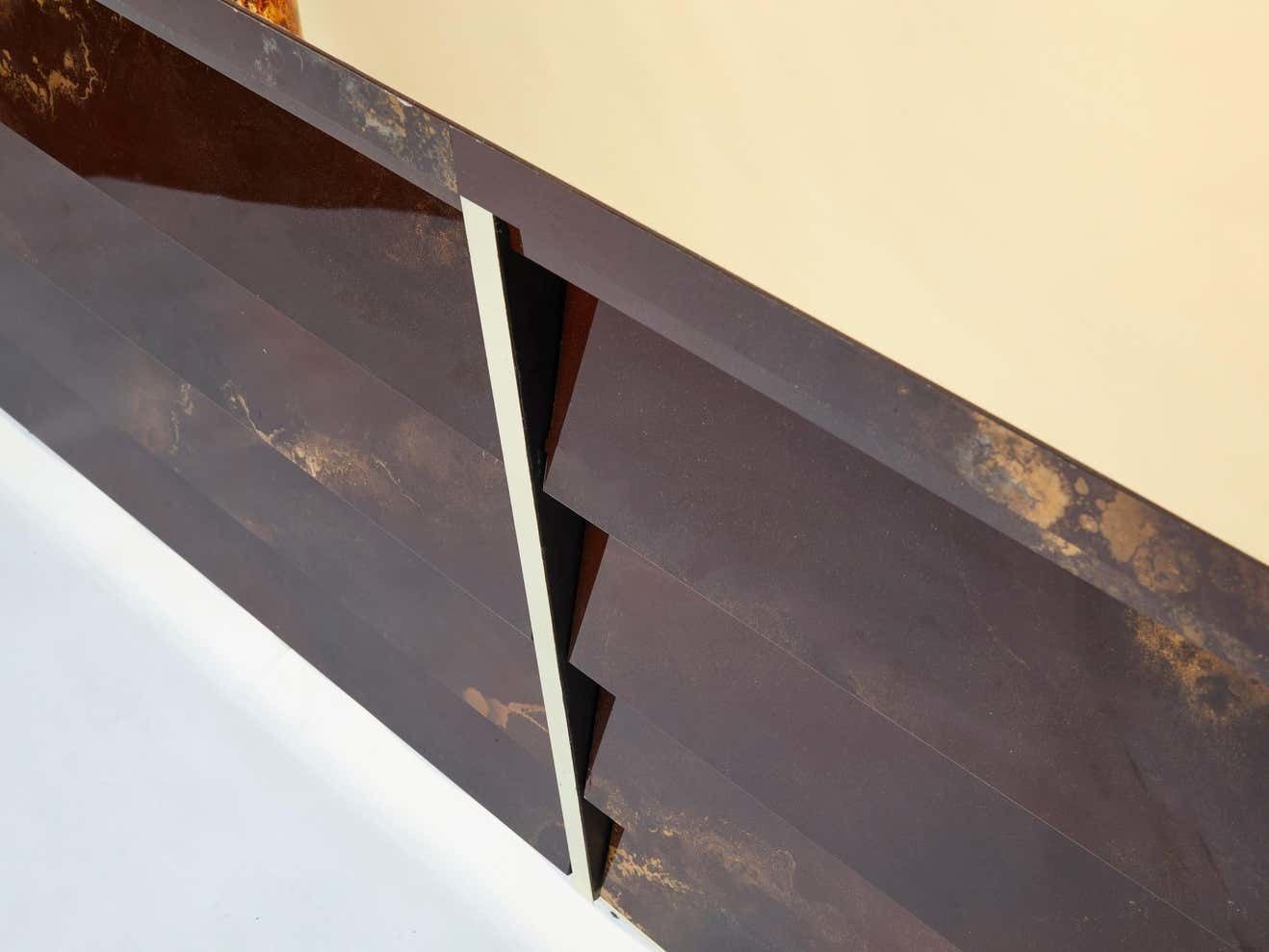 Unique Golden Lacquer Brass Maison Jansen Sideboard Commode, 1970s photo vinterior