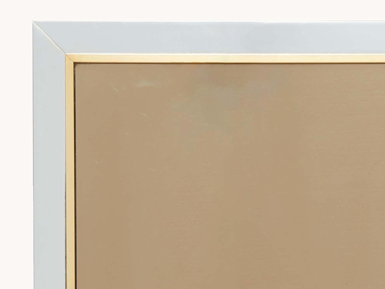 Chrome And Brass Mirror By Belgo Chrome, 1970s photo for sale